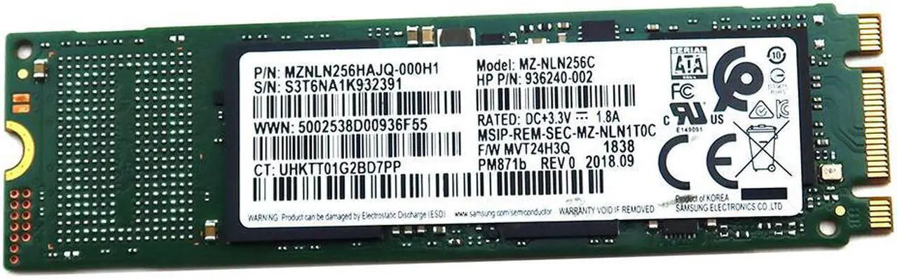 MZ-NLN256C Samsung PM871B 256GB M.2 2280 Sata 6GB/S SSD MZNLN256HAJQ ...