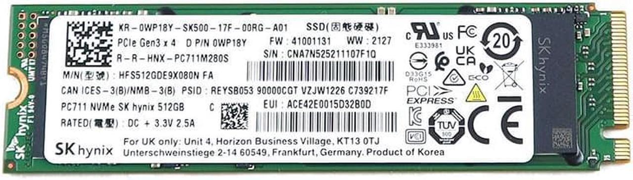 Main image of SK Hynix PC711 512GB Pcie 3.0 X4 TLC Nvme M.2 2280 SSD WP18Y HFS512GDE9X080N FA M.2 SSD / Solid State Drive