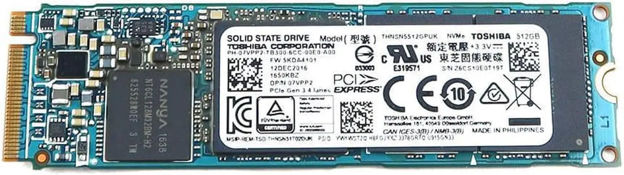 Main image of THNSN5512GPUK Toshiba XG4 512GB Pcie TLC Nvme M.2 2280 Solid State Drive 7VPP2 M.2 SSD / Solid State Drive - OEM