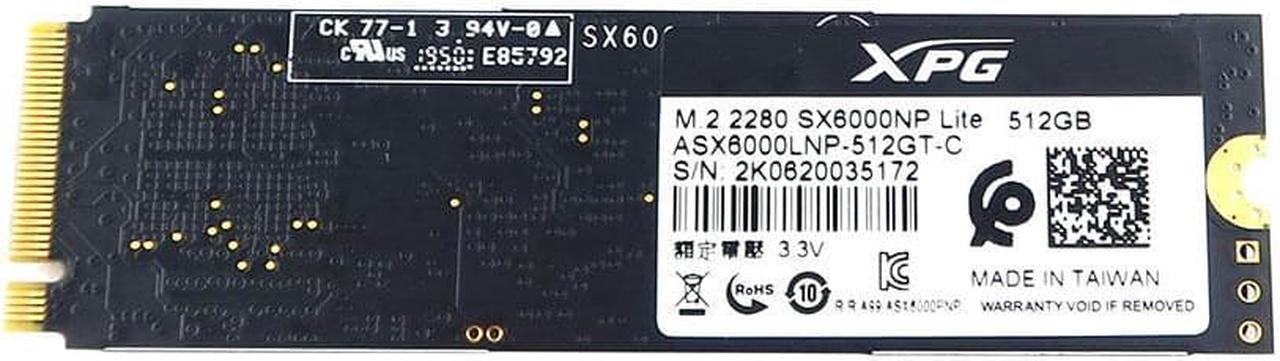 ASX6000LNP-512GT-C_NEW Adata ASX6000LNP 512GB Pcie TLC M.2 2280 Solid State Drive ASX6000LNP-512GT-C M.2 SSD / Solid State Drive - OEM