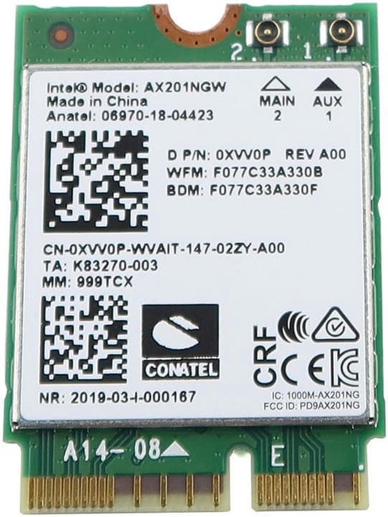 Main image of AX201NGW Intel WI-FI 6 AX201 M.2 2230 CNVIO2 802.11AX Wlan Bluetooth 5.2 Wifi Card XVV0P Laptop Wireless Cards - Wifi - OEM