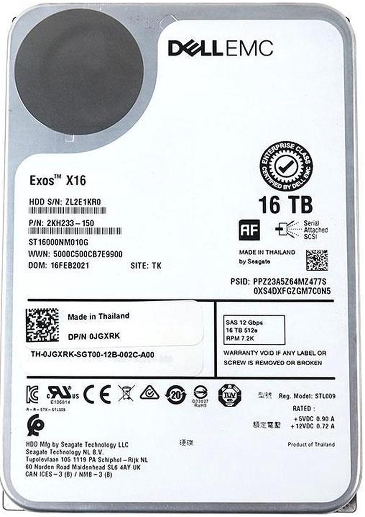 Main image of ST16000NM010G Seagate Exos X16 16TB 3.5" 7200RPM SAS 12GBPS HDD Jgxrk 2KH233-150 Hard Drives - SAS
