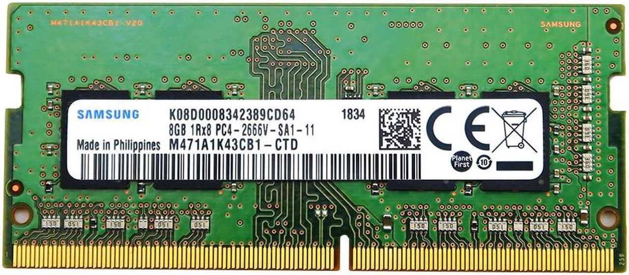 Samsung 8GB DDR4 2666MHz 260-Pin SODIMM 1.2V Laptop Memory M471A1K43CB1-CTD