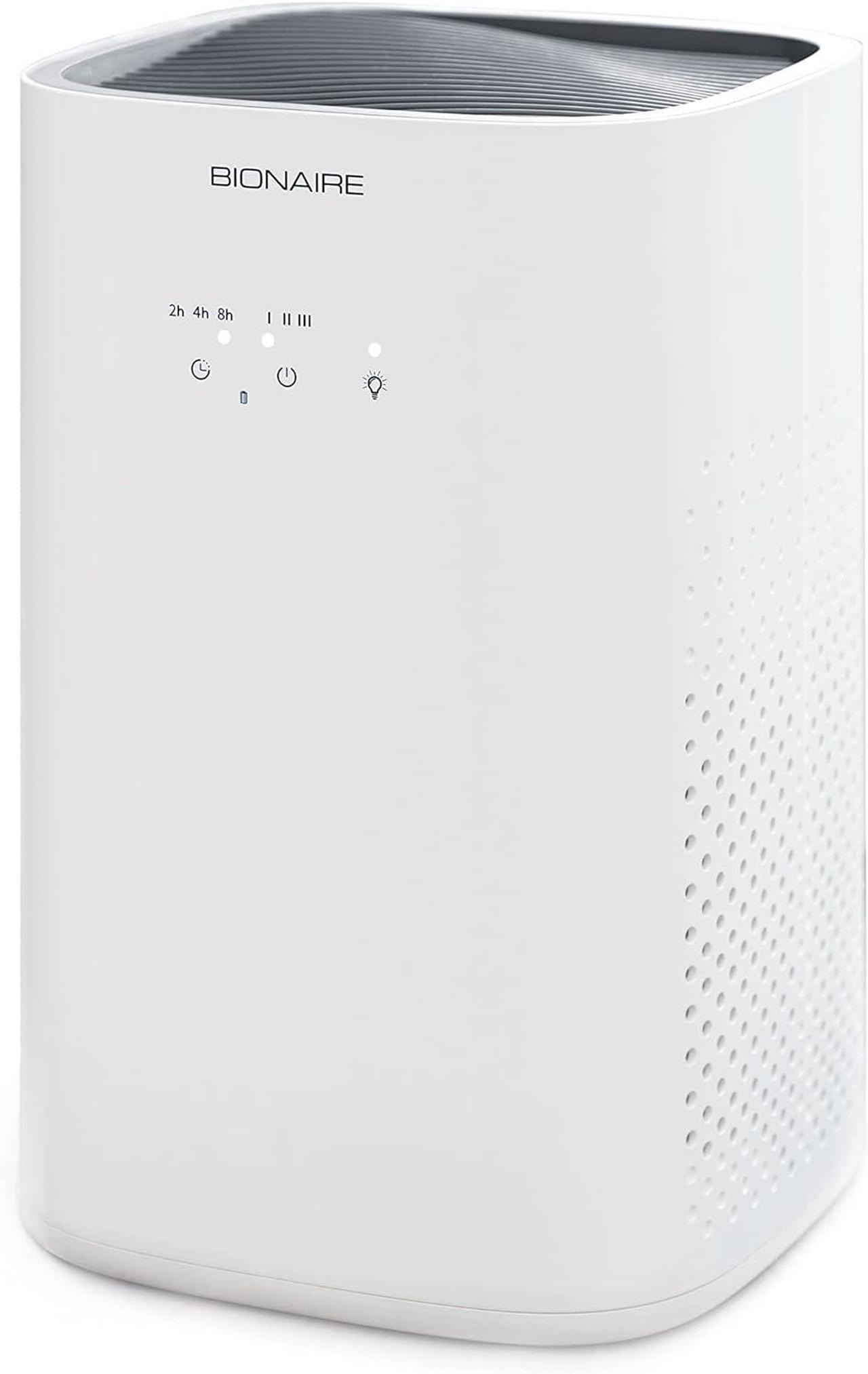 Alt view image 2 of 12 - Bionaire True HEPA 360° Air Purifier for Medium Rooms, Air Filter for Allergens, Pets, and Dust with Quiet Setting and Night Light, 3 Speeds, White
