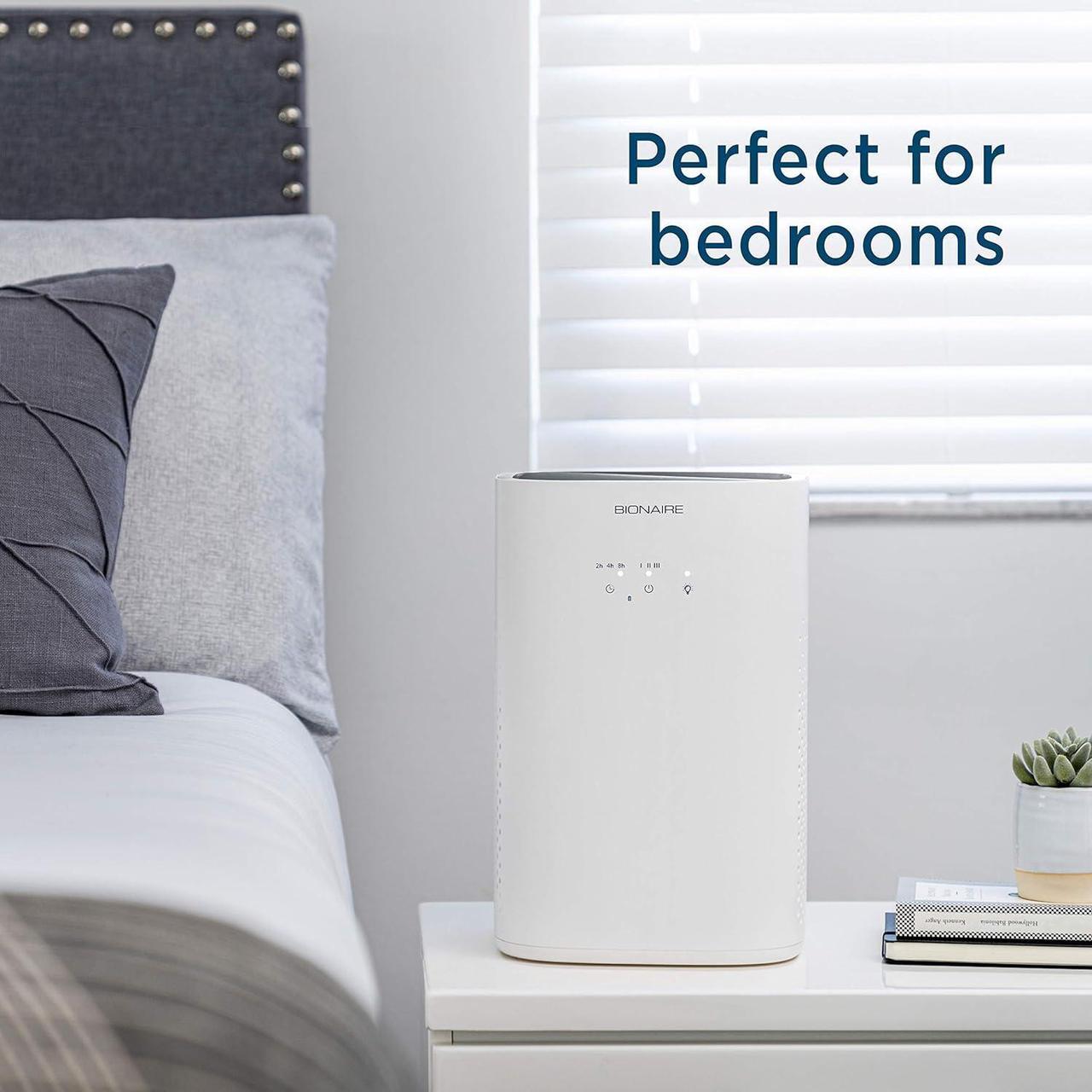 Alt view image 4 of 12 - Bionaire True HEPA 360° Air Purifier for Medium Rooms, Air Filter for Allergens, Pets, and Dust with Quiet Setting and Night Light, 3 Speeds, White