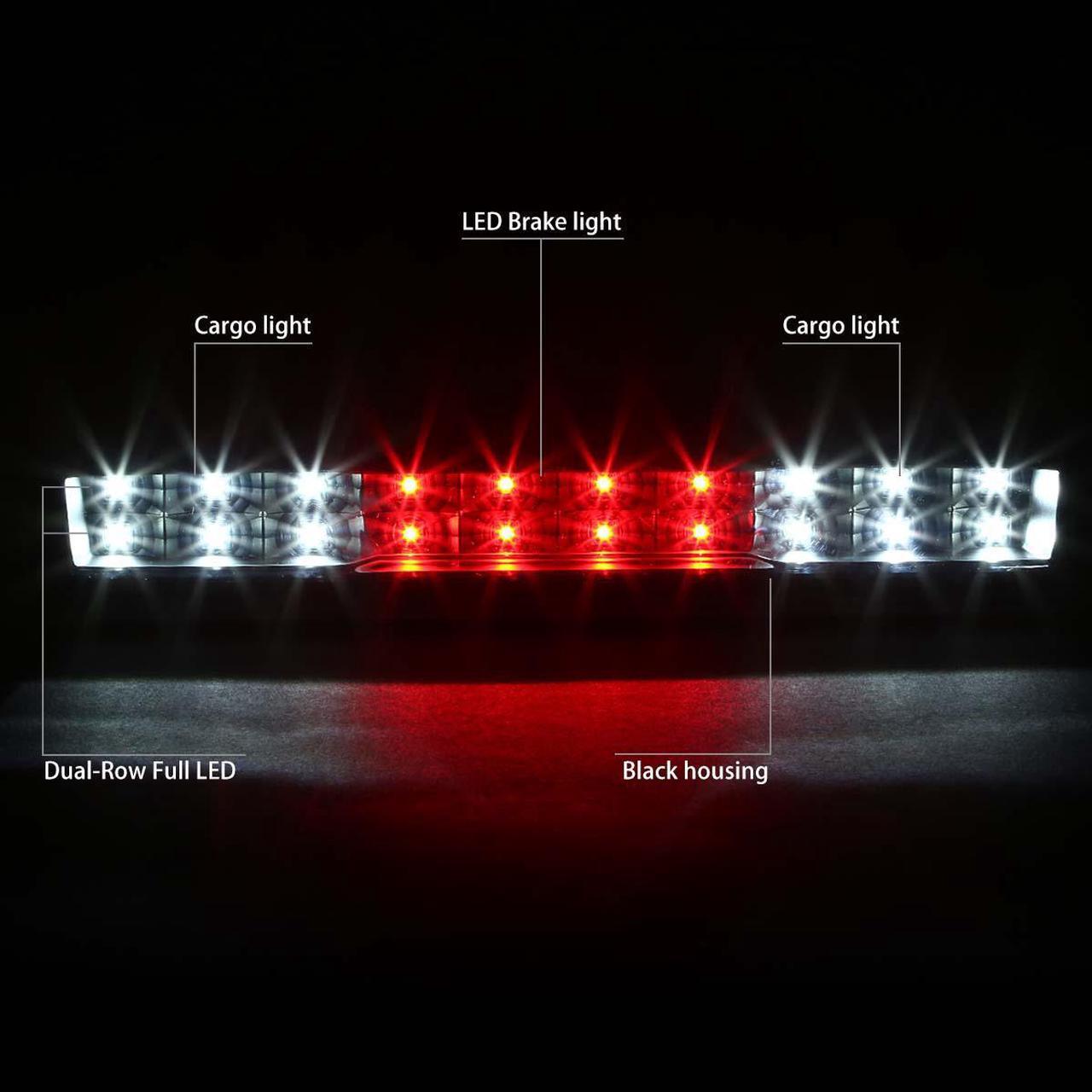 Alt view image 2 of 6 - DNA Motoring 3BL-GMC07-LED-BK For 2007 to 2013 Chevy Silverado GMC Sierra Heavy Duty Dual Row LED 3rd Third Tail Brake Light Cargo Lamp Black Housing 08 09 10 11 12
