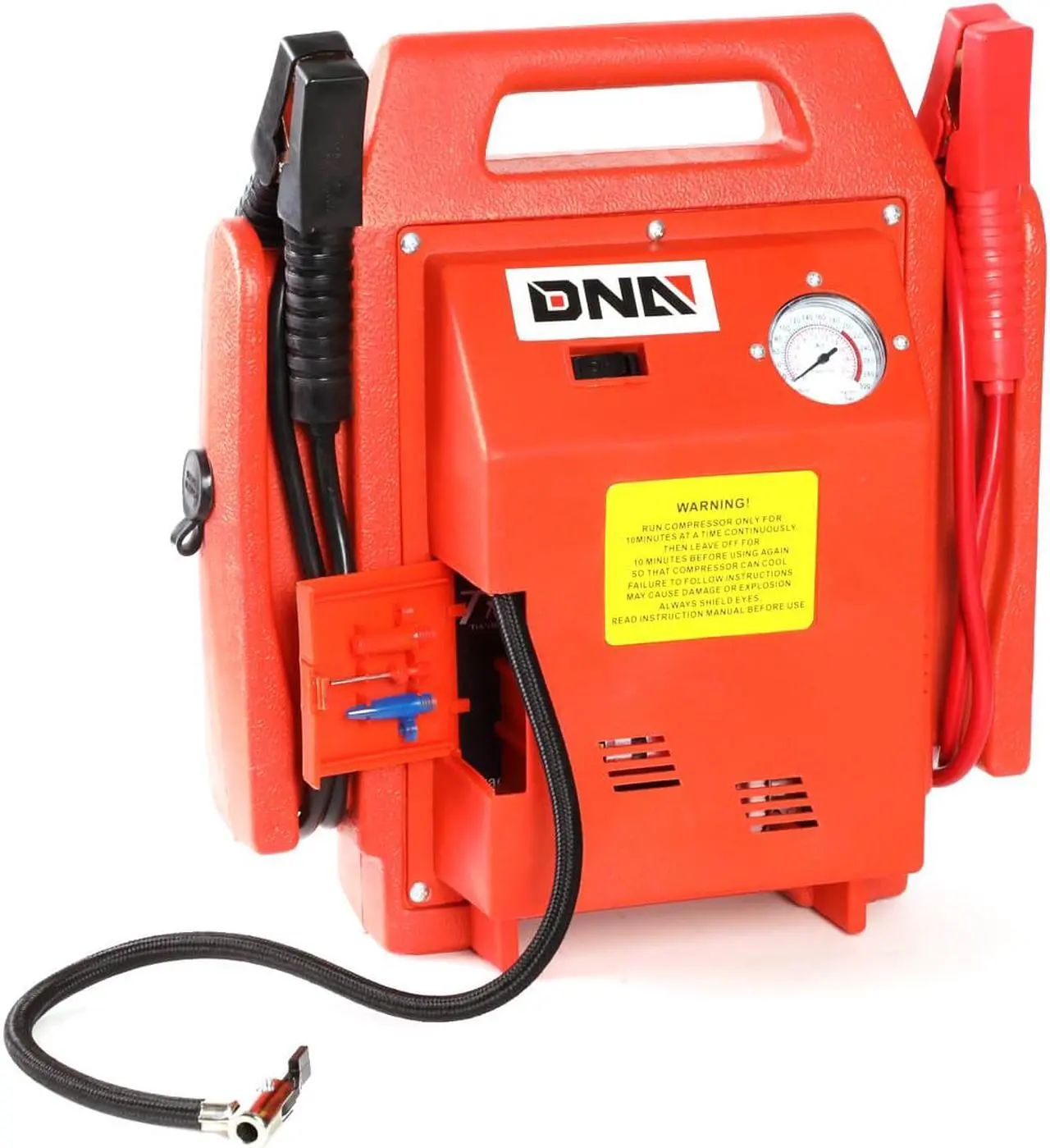 Alt view image 3 of 6 - DNA Motoring TOOLS-00129 DNA MOTORING 12V Bump Textured 300PSI Air Compressor Rechargeable Jump Starter Power Pack+Emergency Work Light
