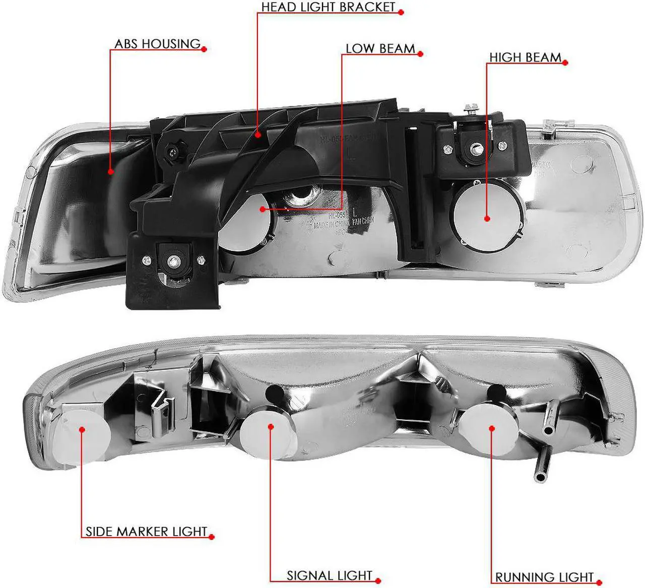 Alt view image 7 of 7 - DNA Motoring HL-OH-CS99-4P-OEM For 1999 to 2006 Chevy Silverado Suburban Tahoe 4Pcs Factory Style Headlights+Bumper Lights Set 00 01 02 03 04 05