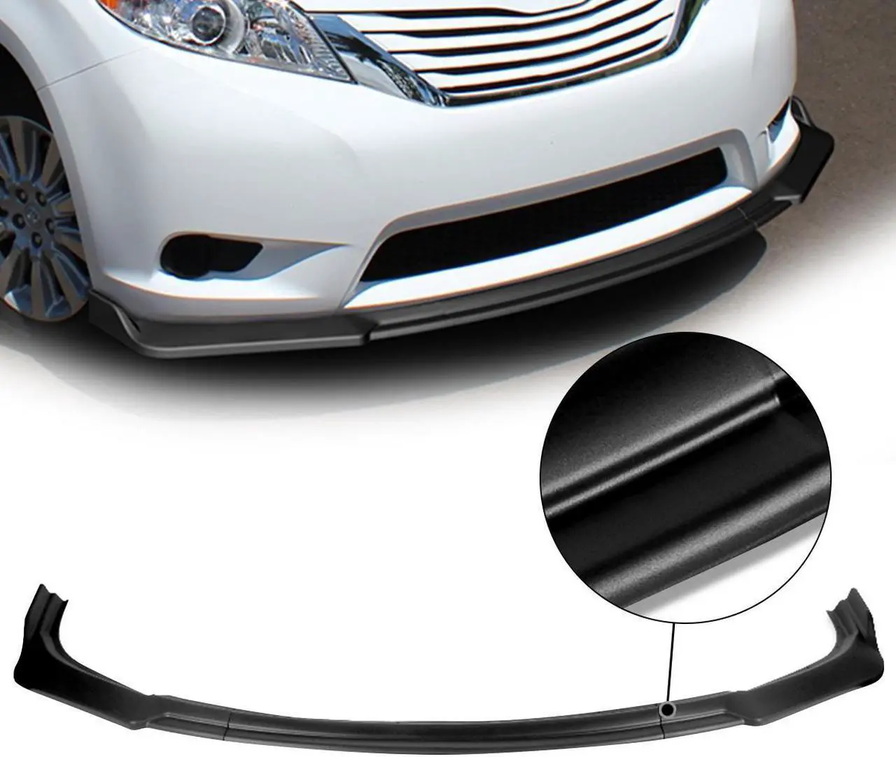 Main image of For 2011 to 2015 Toyota Sienna 3Pcs Matte Black Finish MP-Style Car Front Bumper Lip Guard Body Kit 12 13 14