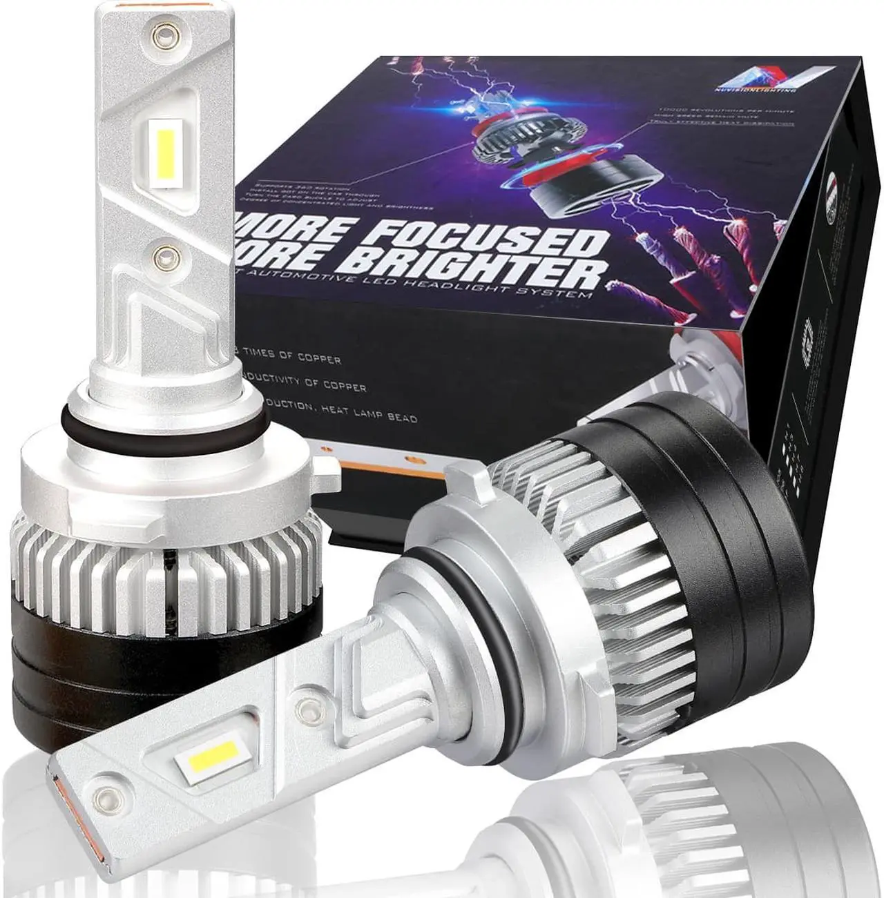 Main image of NUVISION LIGHTING NVL-FOC-9006 NUVISION LIGHTING Pair 9006 HB4 LED Headlight Bulbs 12000LM 70W Bright LED High/Low Beam Conversion Kit w/ Cooling Fan
