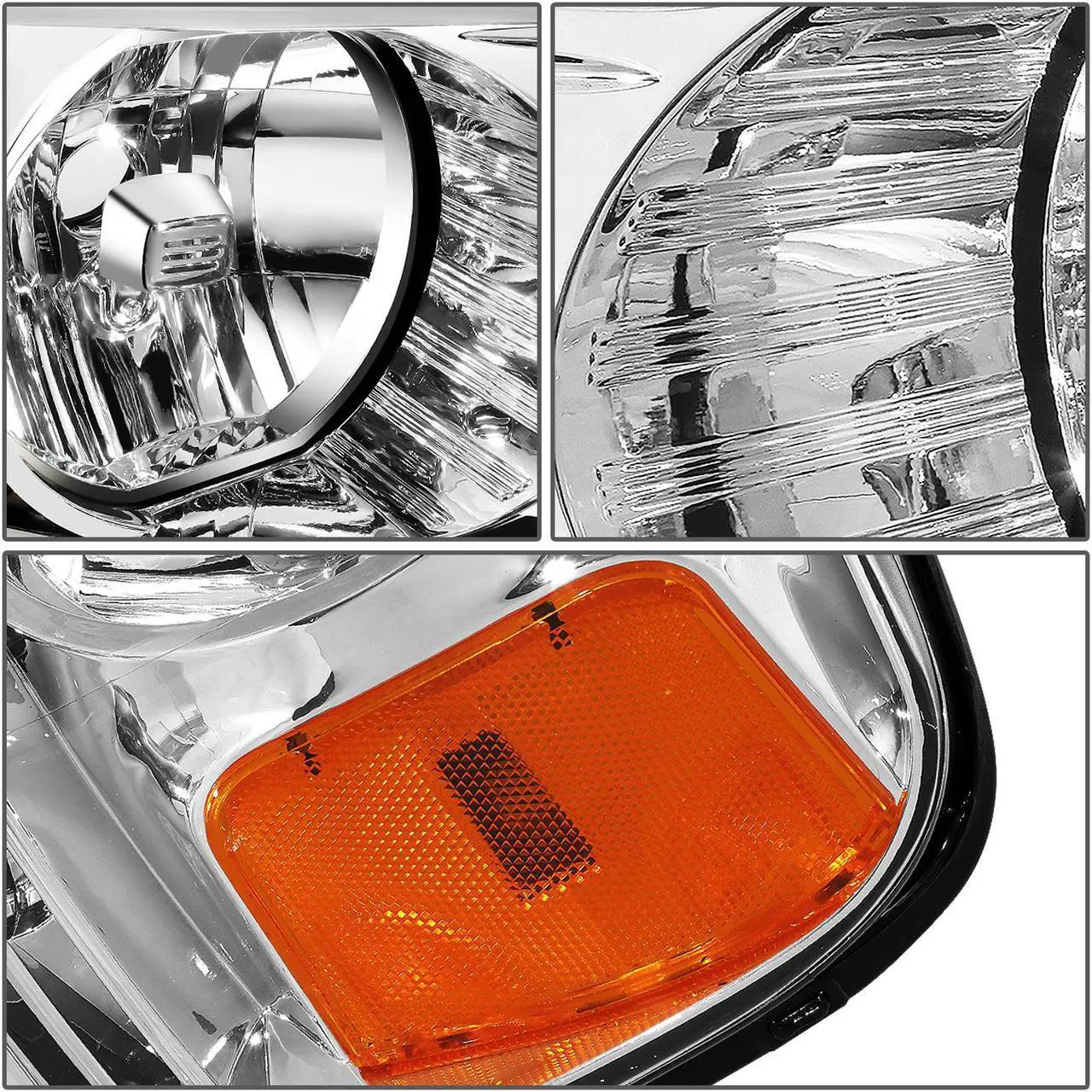 Alt view image 6 of 7 - DNA Motoring HL-LED-F15004-CH-AM For 2004 to 2008 Ford F-150 Lincoln Mark LT LED DRL Chrome Housing Amber Corner Halogen Headlight Replacement 05 06 07