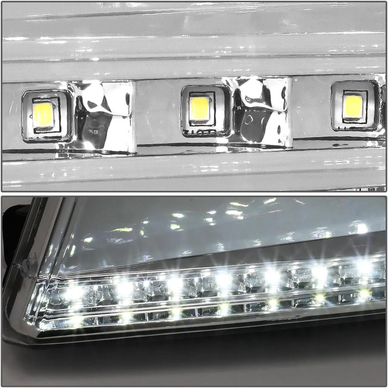 Alt view image 4 of 7 - DNA Motoring HL-LED-F15004-CH-AM For 2004 to 2008 Ford F-150 Lincoln Mark LT LED DRL Chrome Housing Amber Corner Halogen Headlight Replacement 05 06 07