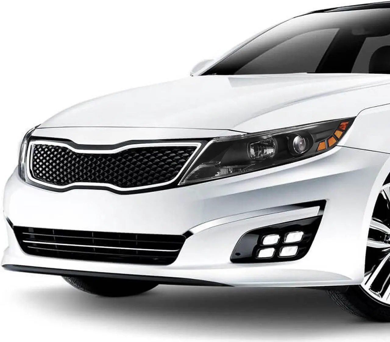 Alt view image 7 of 7 - For 11-13 Optima Non-Hybrid Factory Style Black Housing Amber Corner Projector Headlight Lamps 12 2012