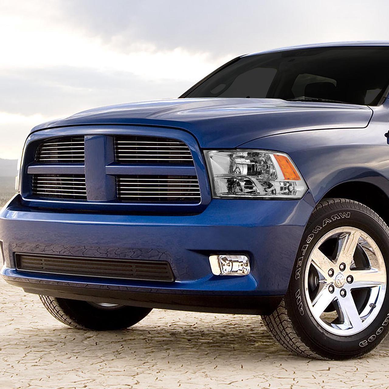 Alt view image 7 of 7 - DNA Motoring HL-OH-DR09QUA-CH-AM For 2009 to 2018 Dodge Ram Truck 1500 2500 3500 Pair Headlight Chrome Housing Amber Corner Headamp - 4th Gen 10 11 12 13 14 15 16