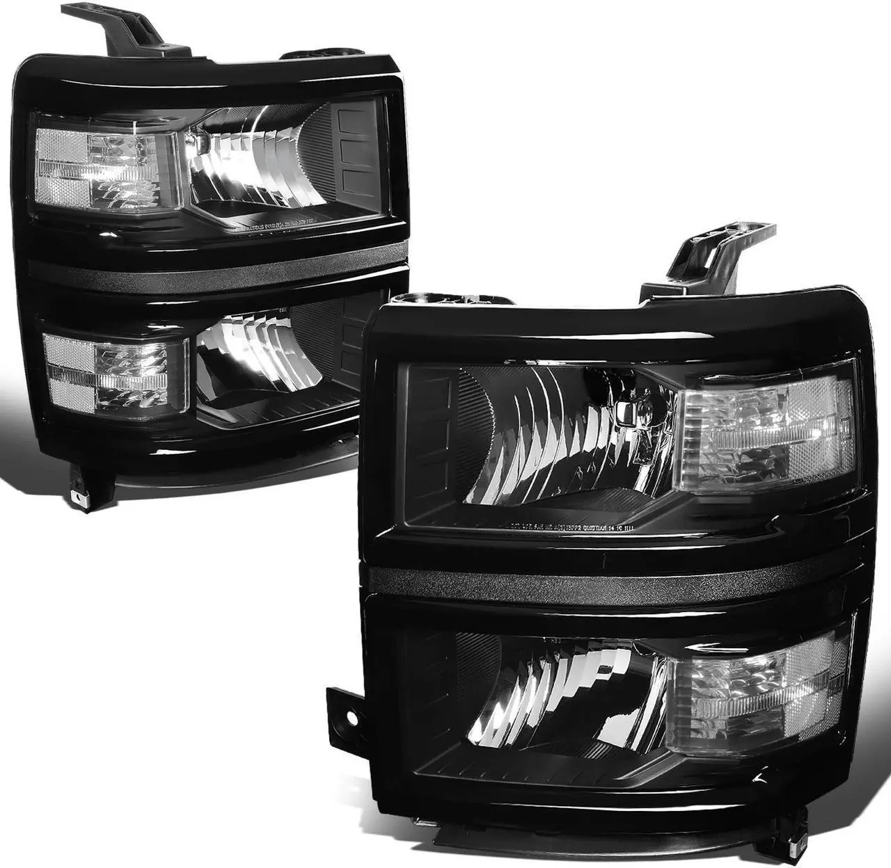 Alt view image 3 of 4 - DNA Motoring HL-OH-CSIL14-BK-CL1 For 2014 to 2015 Chevy Silverado 1500 GMT K2XX Headlight Replacement Black Housing Clear Corner Headlamps Left + Right