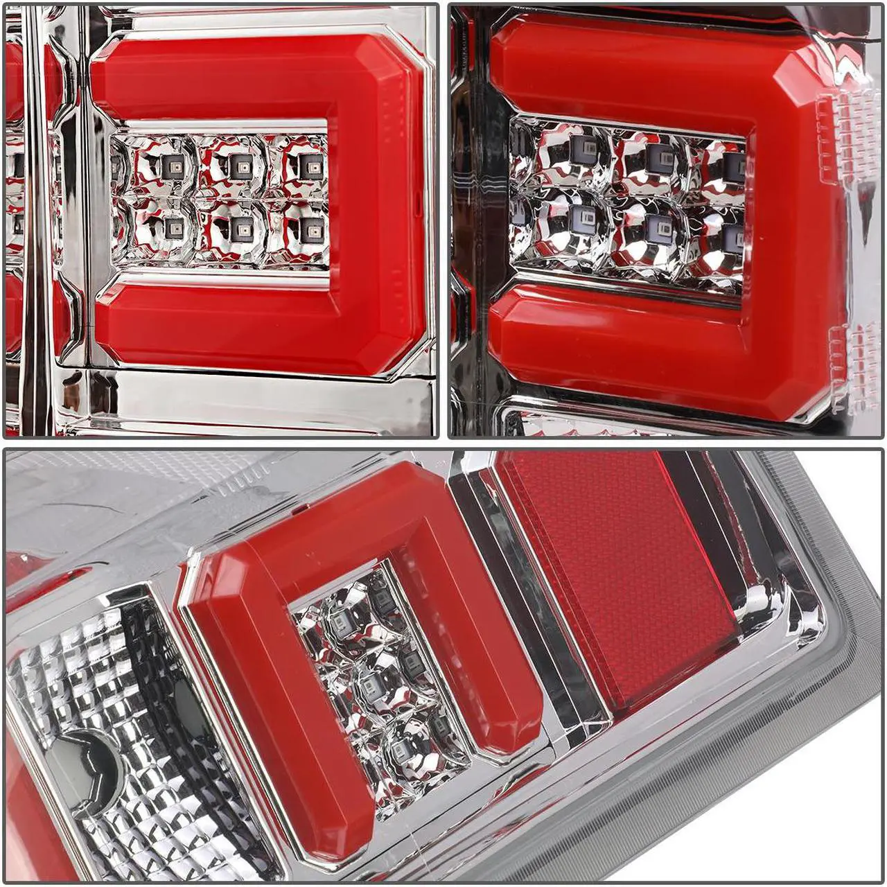 Alt view image 4 of 7 - DNA Motoring TL-CSIL15-LED-RD3D-CH-CL For 2014-2019 Chevy Silverado / GMC Sierra 1500 2500 3500 HD Red 3D LED Light Bar Tail Lights ( Chrome Housing Clear lens )