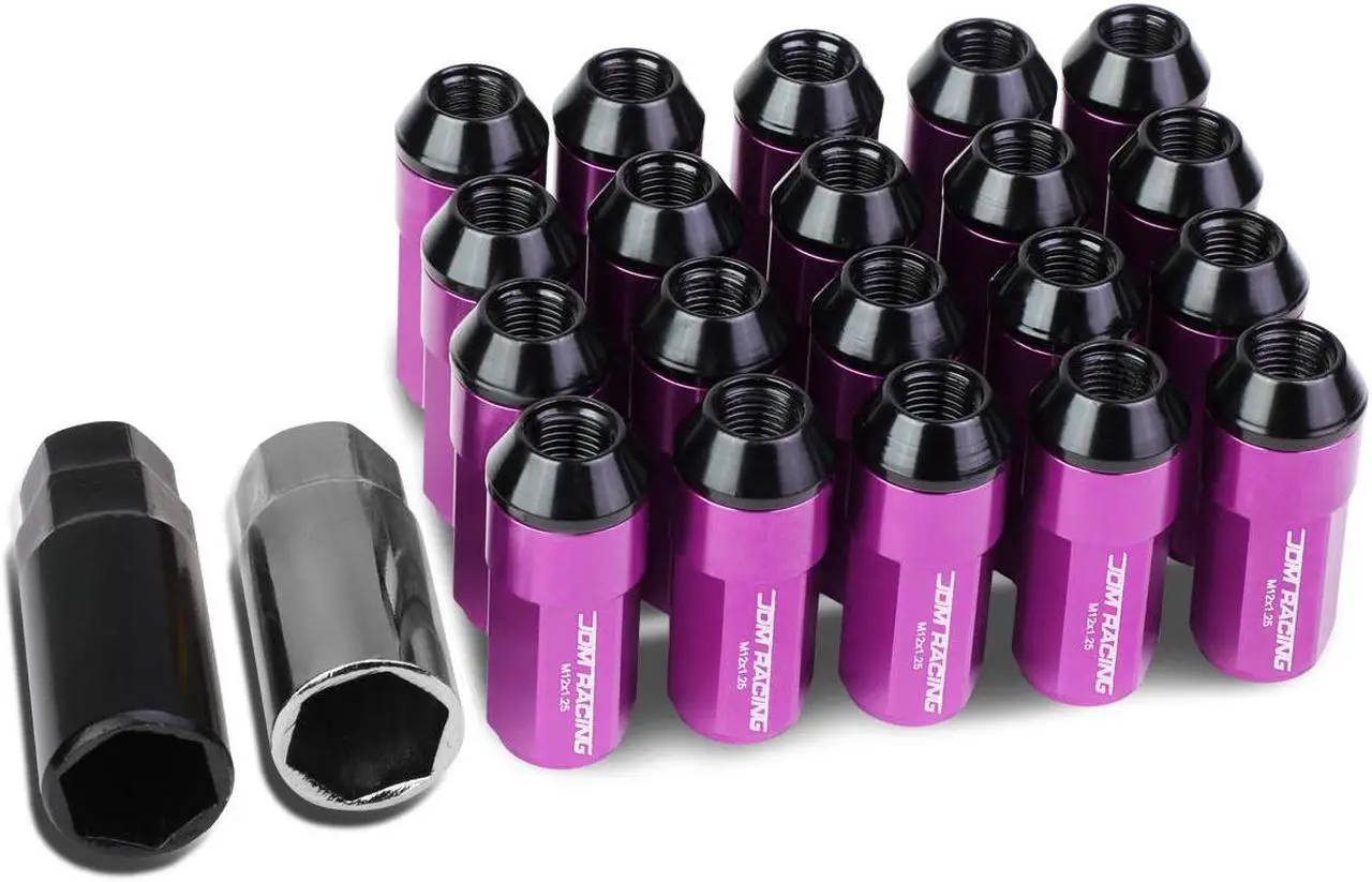 Main image of DNA Motoring LN-ZTL-9027-125-PP 20-Piece M12 x 1.25 Aluminum Alloy Wheel Lug Nuts +2 X Deep Drive Extension (Purple)