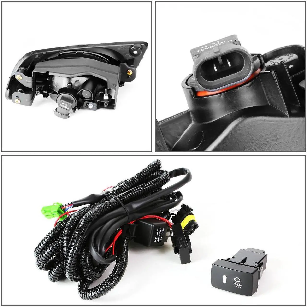 Alt view image 4 of 4 - DNA Motoring FL-HC124D-CH For 2012 Honda Civic 4-Door Front Bumper Driving Fog Light+Bulbs+Switch Clear Lens 9th Gen