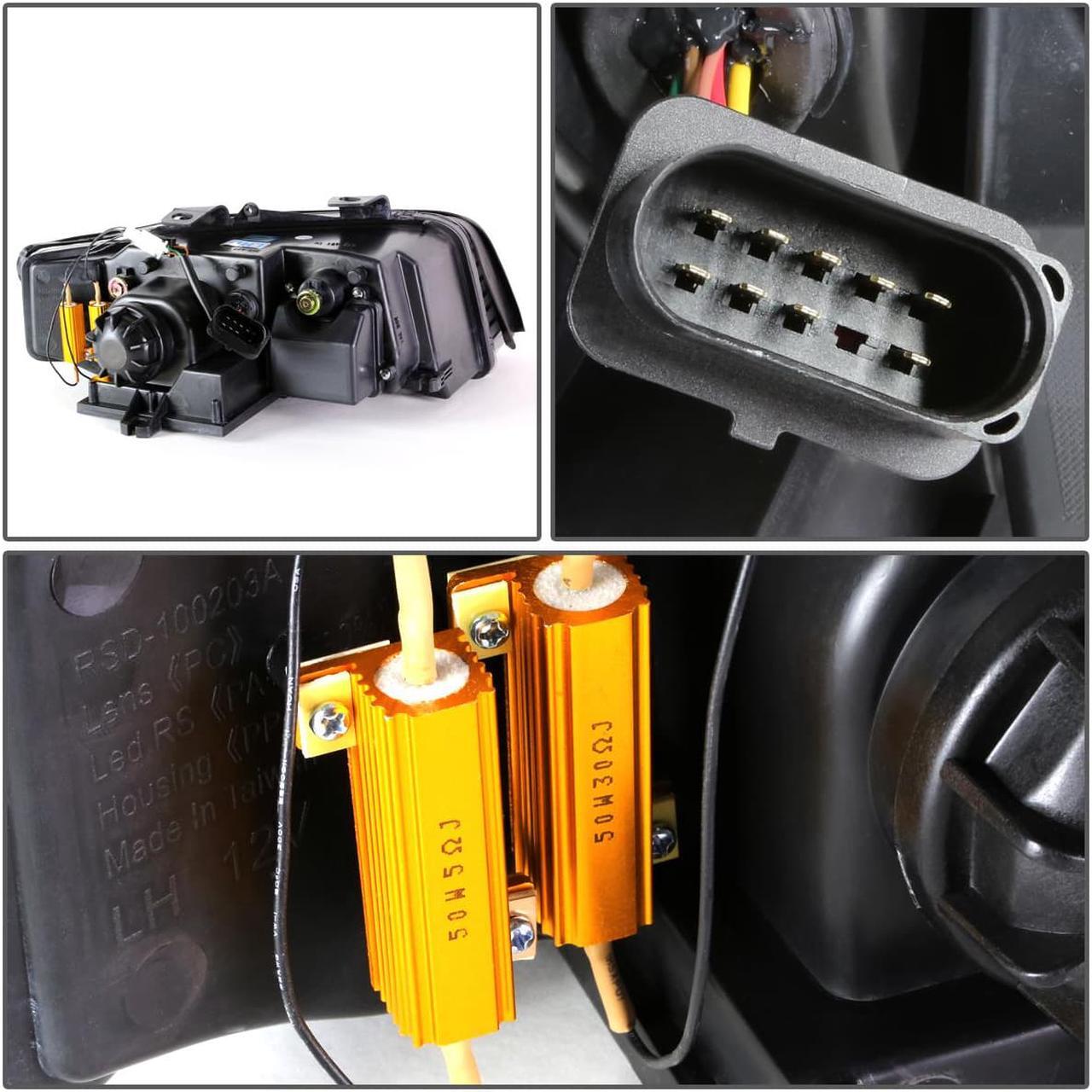Alt view image 5 of 7 - DNA Motoring HL-HPL-DRL-A402-SM For 2002 to 2005 Audi A4/A4 Quattro B6 Amber LED Turn Signal Strip Projector HeadLight Smoked Housing Headlamp 03 04 Left + Right