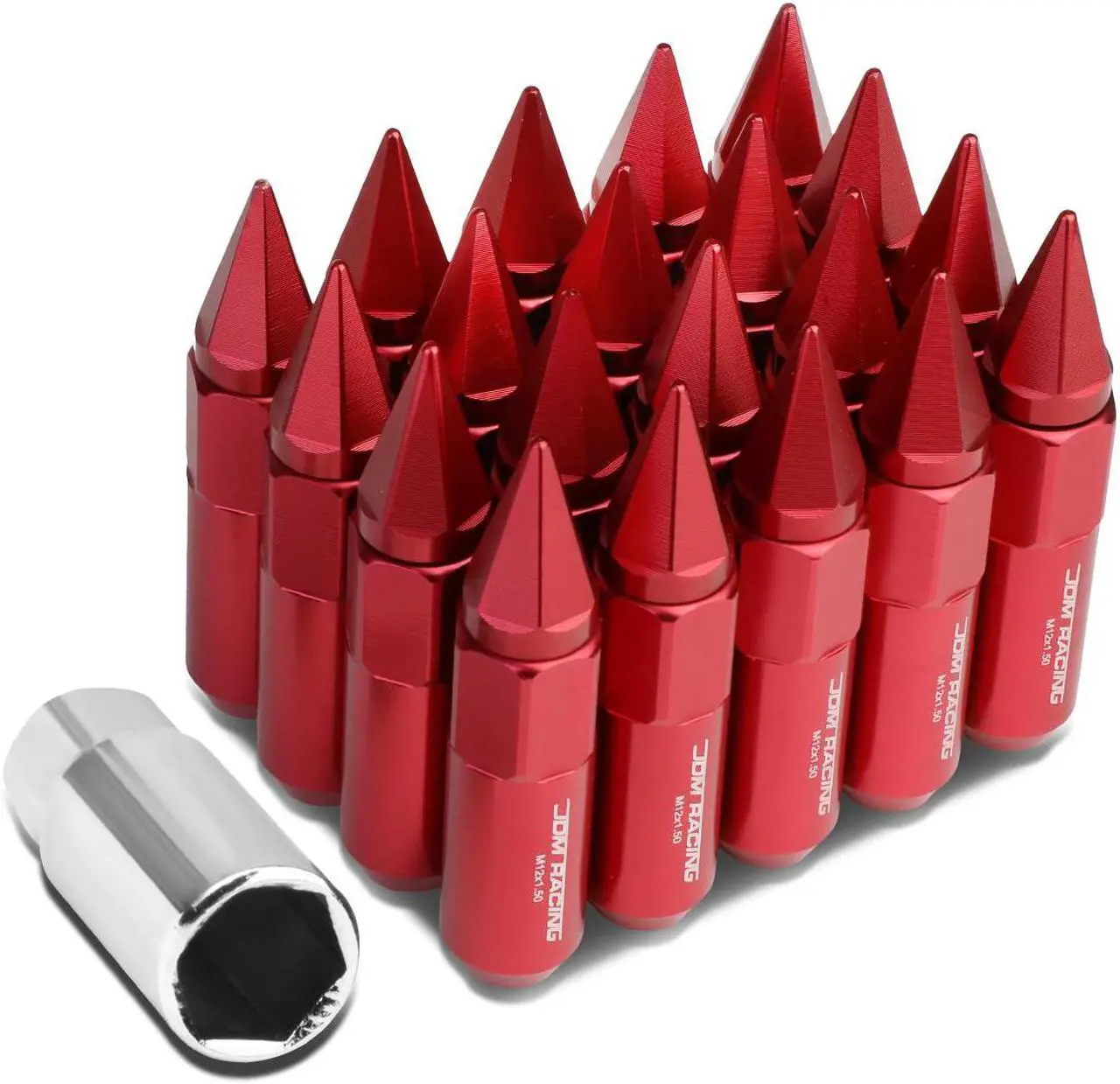 Main image of DNA Motoring LN-ZTL-9031-15-RD 20-Piece M12 x 1.5 Open/Closed End Aluminum Alloy Wheel Lug Nuts +1 X Deep Drive Extension (Red)