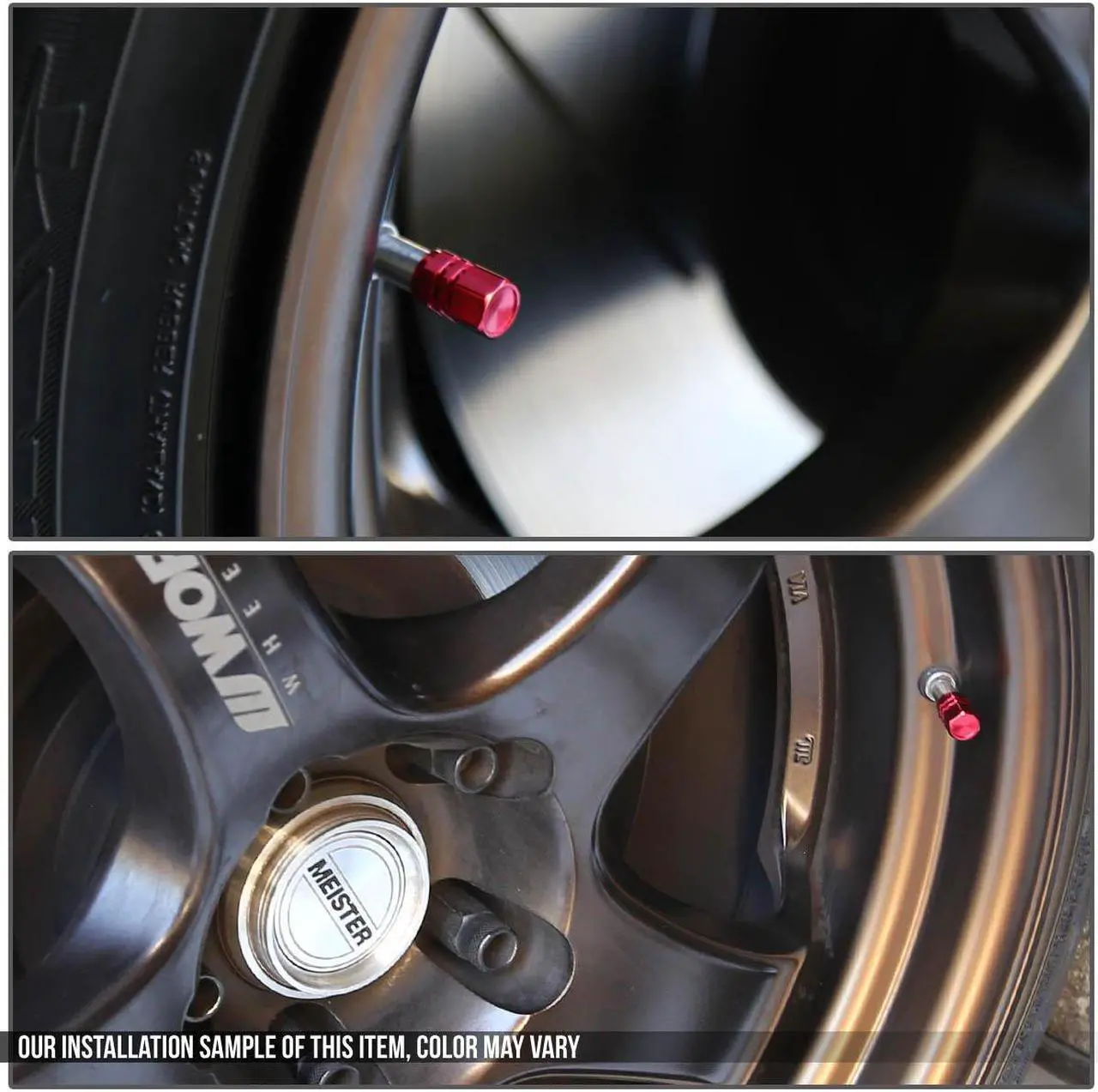 Alt view image 2 of 3 - DNA Motoring VCAP-RT-059-GD Hexagon Style Polished Aluminum Gold Chrome Tire Valve Stem Caps (Pack of 4)