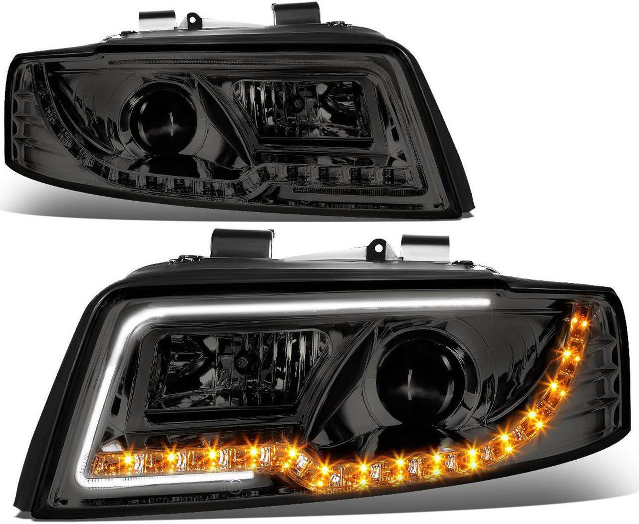 Main image of DNA Motoring HL-HPL-DRL-A402-SM For 2002 to 2005 Audi A4/A4 Quattro B6 Amber LED Turn Signal Strip Projector HeadLight Smoked Housing Headlamp 03 04 Left + Right