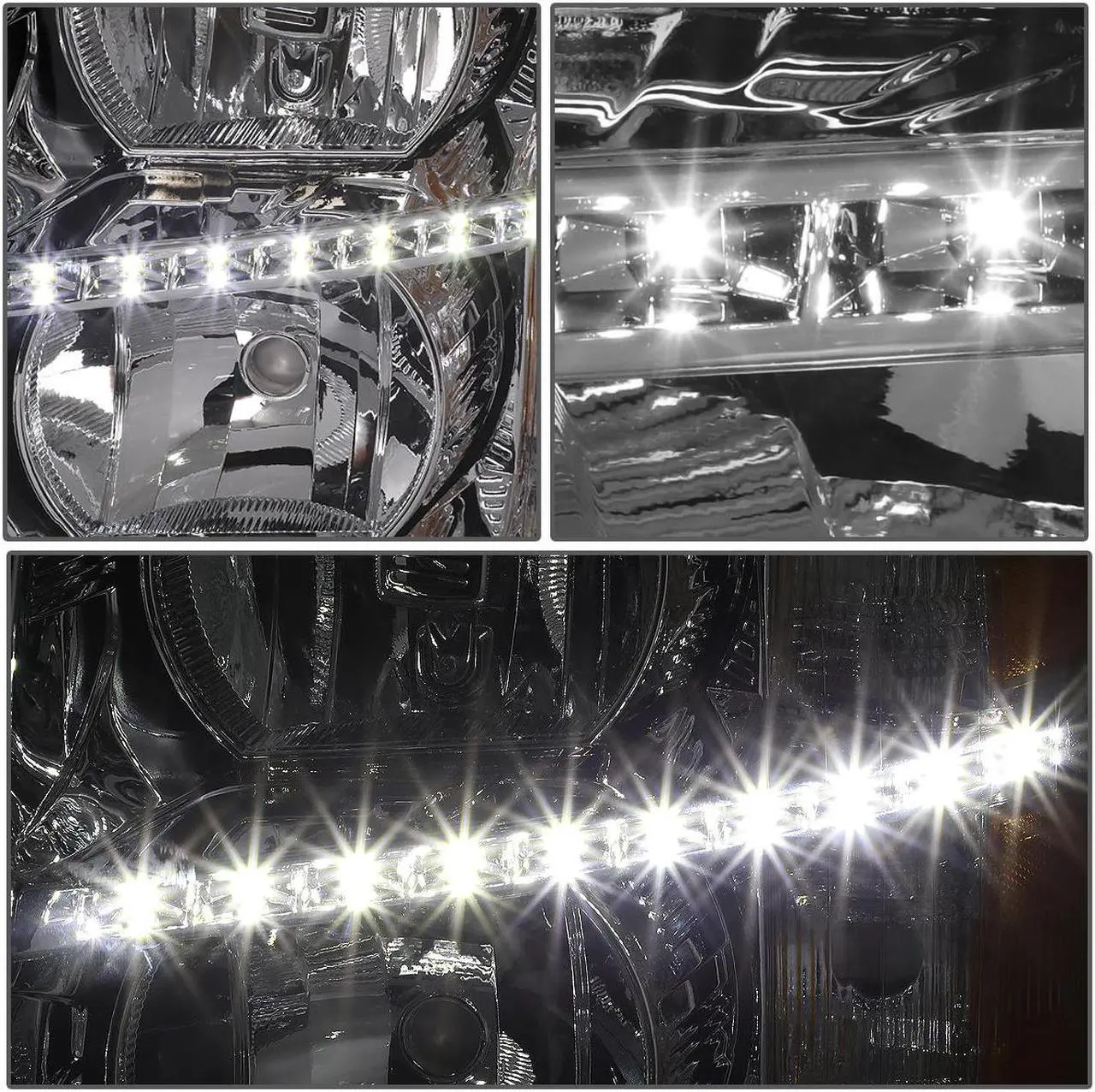 Alt view image 3 of 7 - DNA Motoring HL-LED-CSIL07-CH-AM For 2007 to 2014 Chevy Silverado 1500 2500 3500 LED DRL Strip Headlight Chrome Housing Amber Corner Headlamp 08 09 10 11 12 13 Left + Right