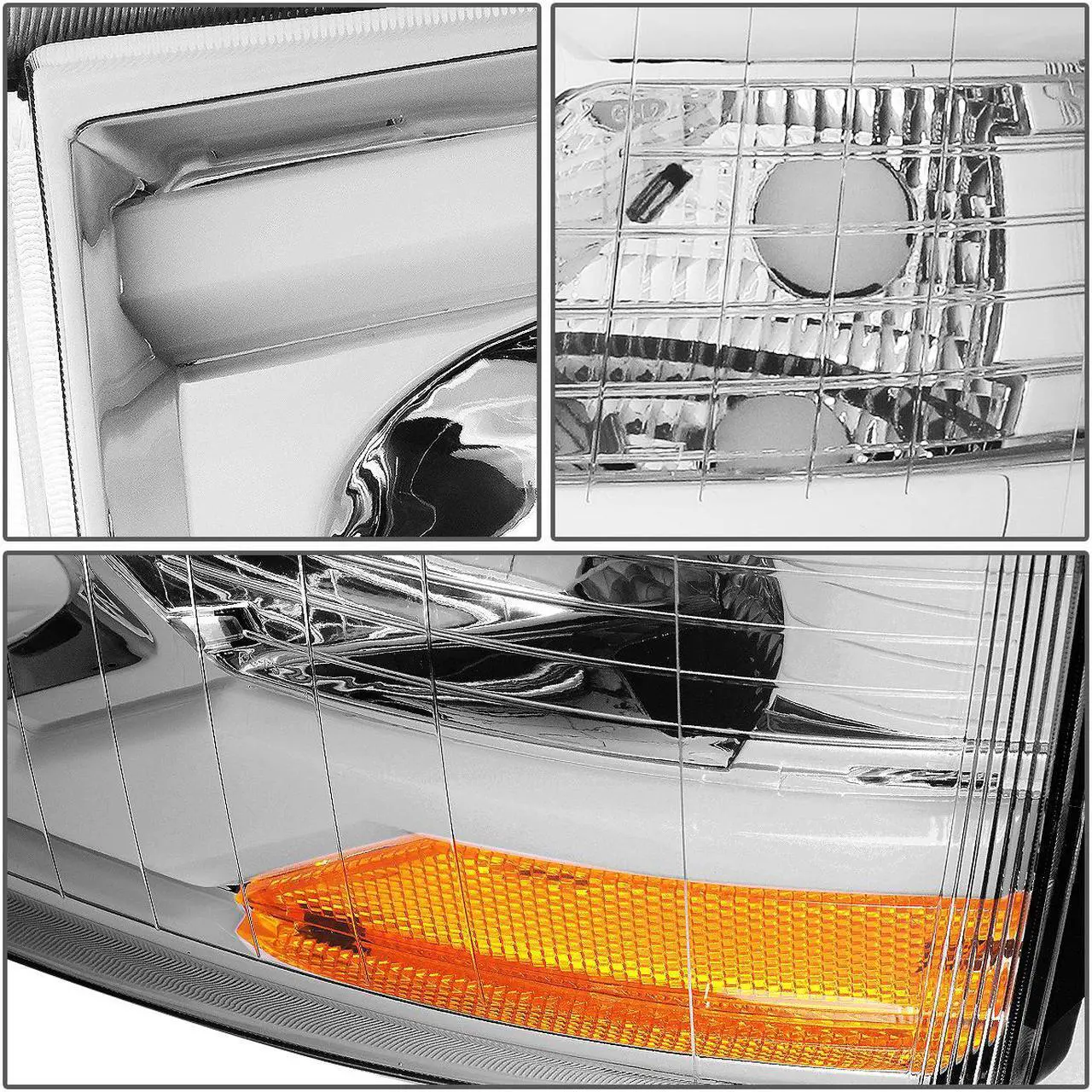 Alt view image 4 of 7 - DNA Motoring HL-HPL-CSIL07-G2-CH-AM For 2007 to 2014 Chevy Silverado Dual LED DRL Strip Projector Headlight Chrome Housing Amber Side Headlamp 08 09 10 11 12 13 1500 2500 3500