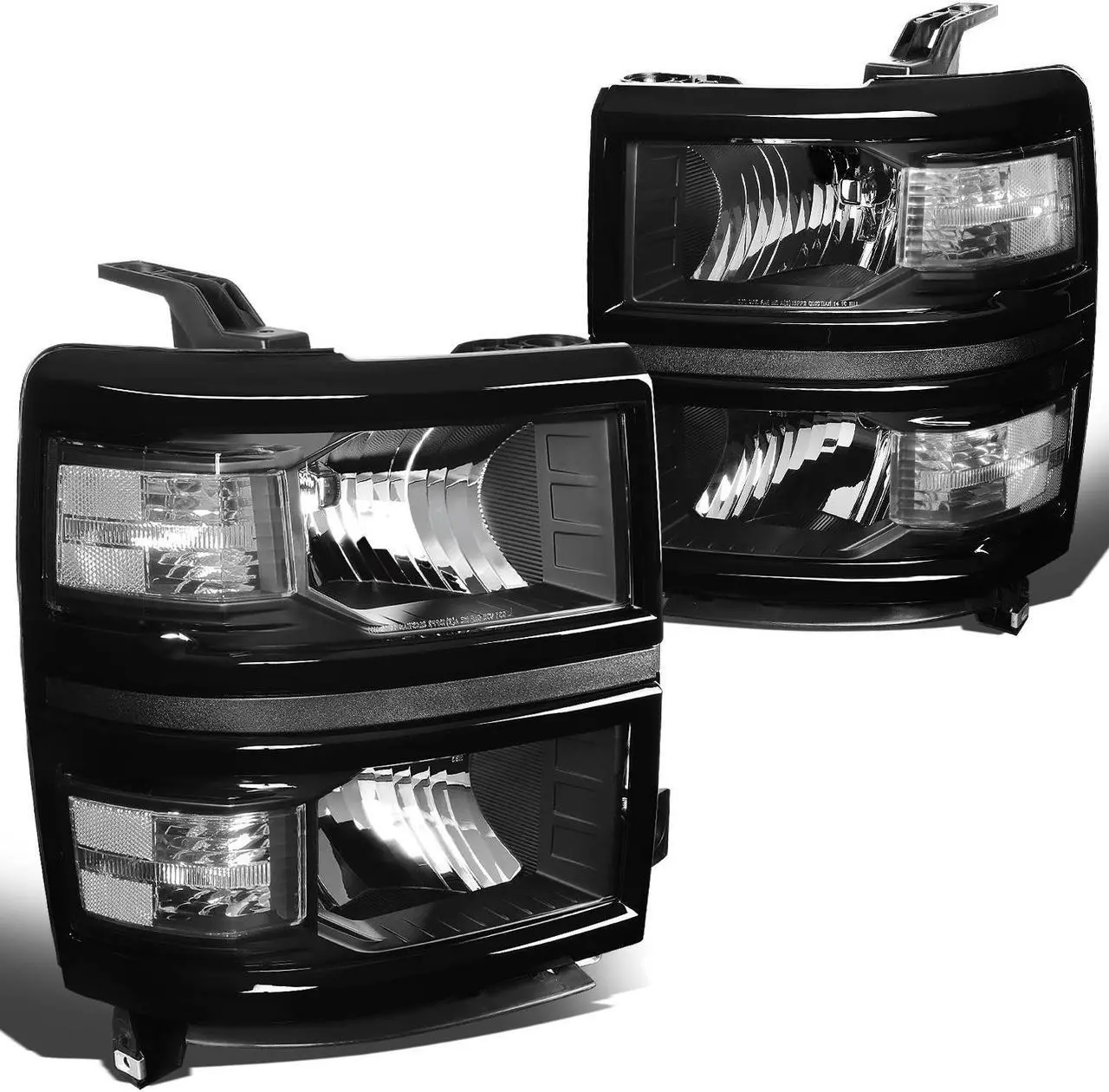 Alt view image 2 of 4 - DNA Motoring HL-OH-CSIL14-BK-CL1 For 2014 to 2015 Chevy Silverado 1500 GMT K2XX Headlight Replacement Black Housing Clear Corner Headlamps Left + Right