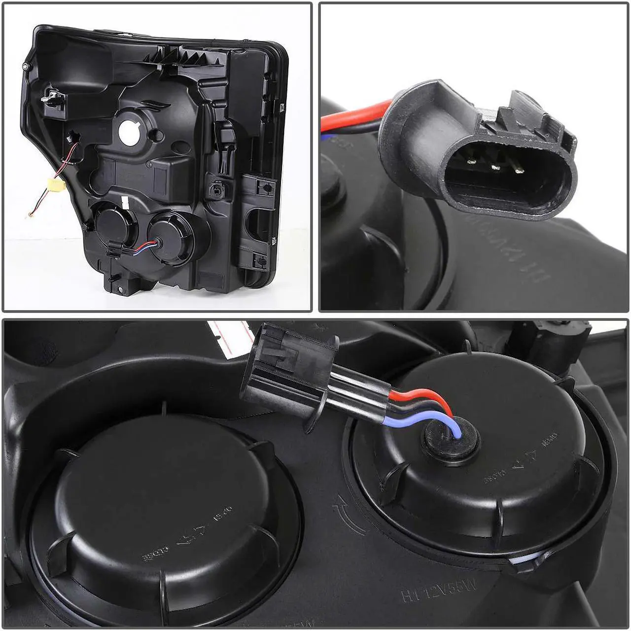 Alt view image 5 of 7 - DNA Motoring HL-HPL-LED-FSU13-BK-AM For 2011 to 2016 Ford F250 F350 F450 F550 Super Duty LED DRL Strip Dual Halo Ring Projector Headlight Black Housing Amber Corner Headlamp 12 13 14