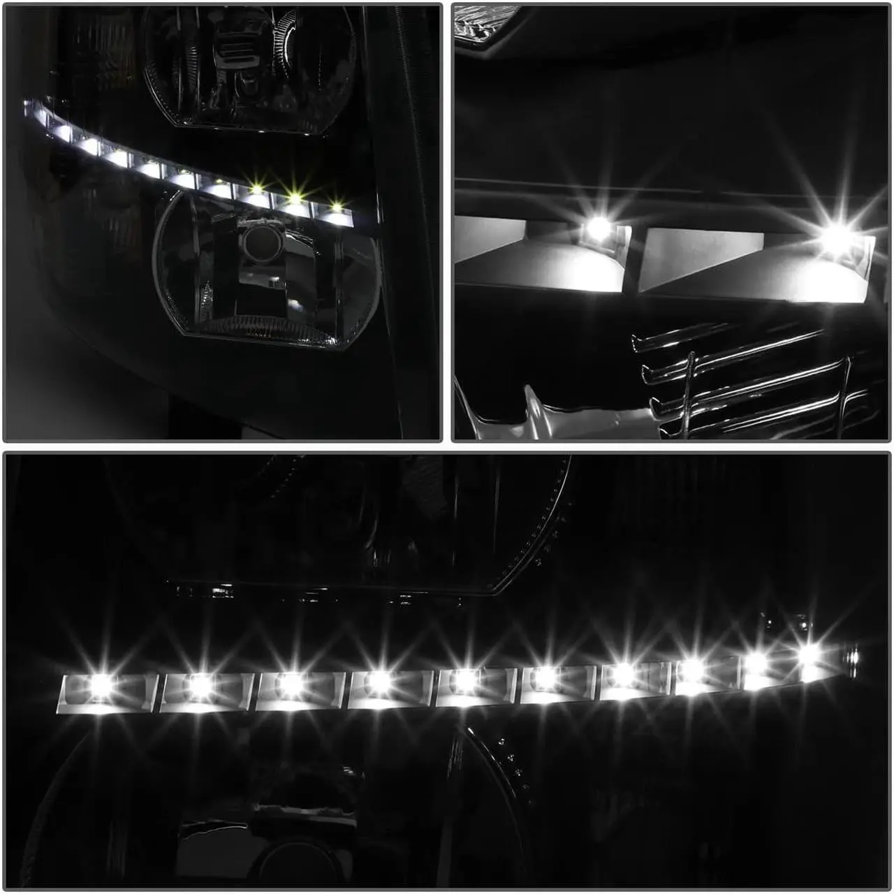 Alt view image 3 of 6 - DNA Motoring HL-LED-CSIL07-BK-SM-AM For 2007 to 2014 Chevy Silverado 1500 2500 3500 LED DRL Strip Headlight Smoked Housing Amber Corner Headlamp 08 09 10 11 12 13 Left + Right