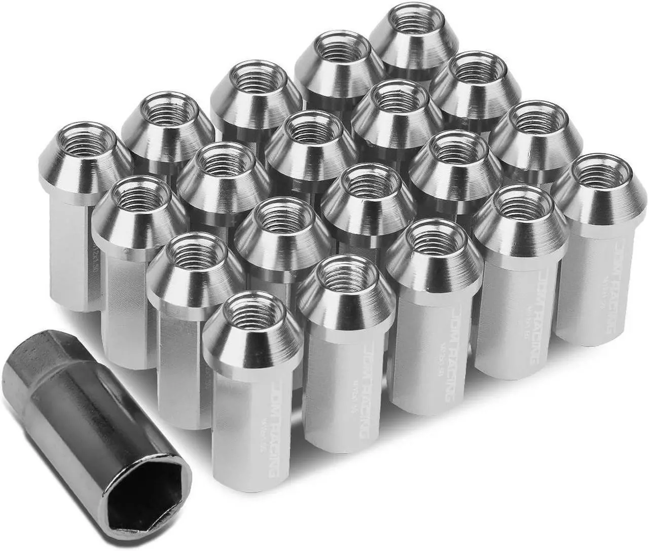 Main image of DNA Motoring LN-ZTL-9019-15-SL 20-Piece M12 x 1.5 Aluminum Alloy Wheel Lug Nuts + Deep Drive Extension (Silver)