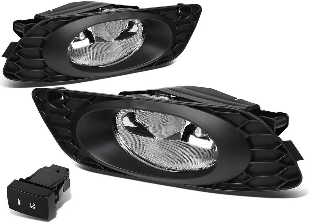 Main image of DNA Motoring FL-HC124D-CH For 2012 Honda Civic 4-Door Front Bumper Driving Fog Light+Bulbs+Switch Clear Lens 9th Gen