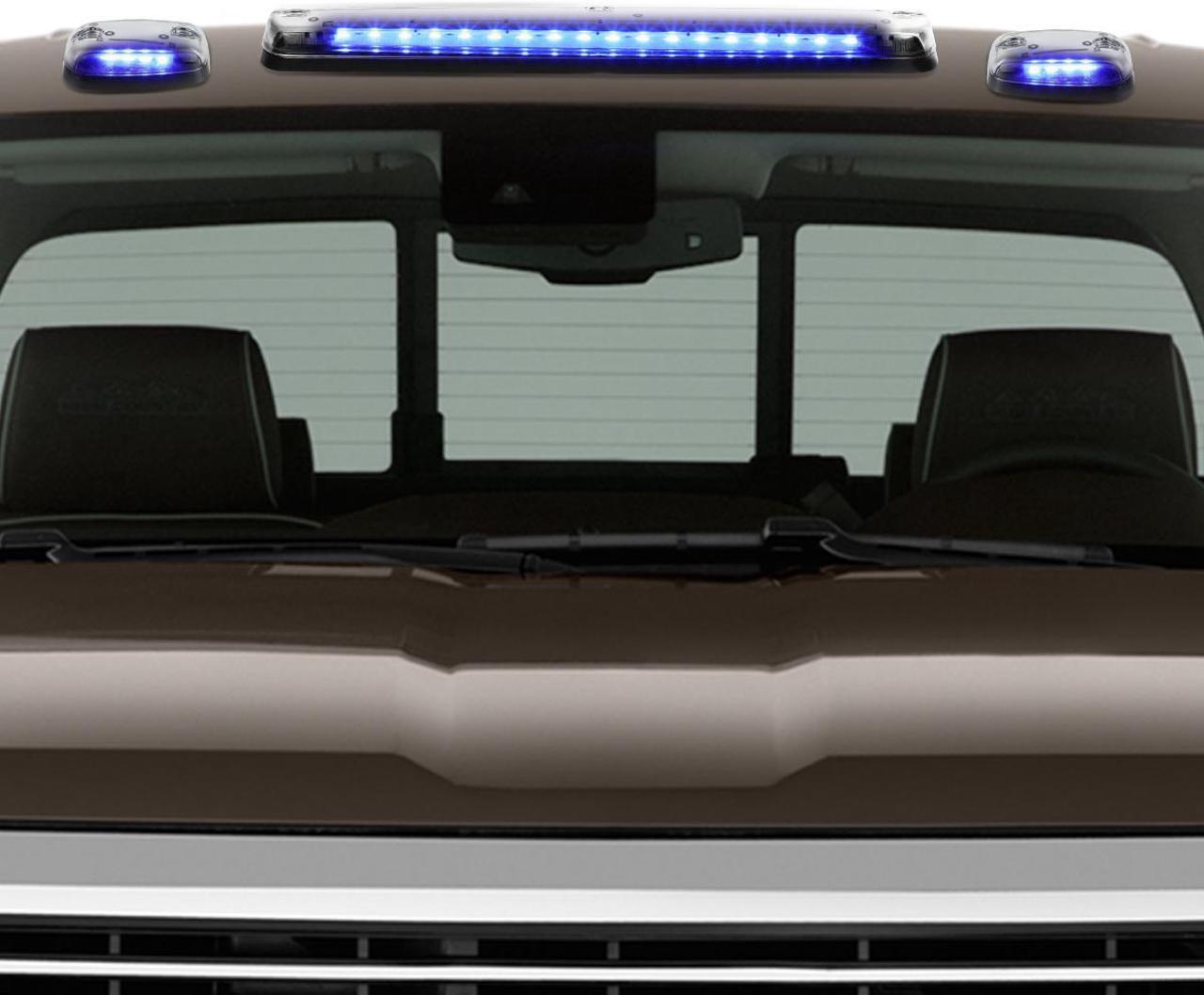 Alt view image 5 of 5 - DNA Motoring CBL-CSIL07-CH-B For 2007 to 2013 Chevy Silverado / GMC Sierra GMT900 LED Cab Roof Center Light + Pair Side Lamps (Chrome Housing Blue LED) 09 10 11 12