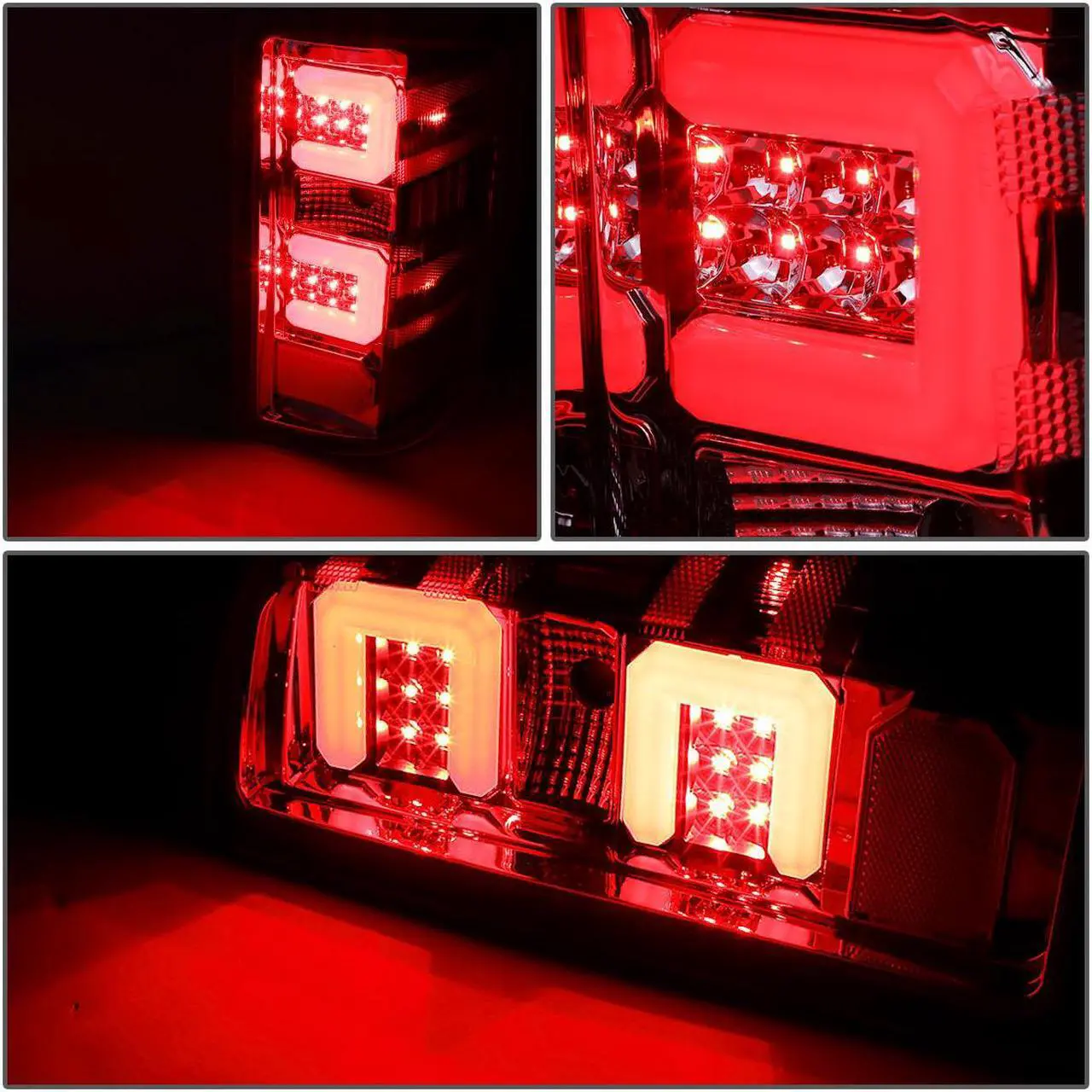 Alt view image 3 of 7 - DNA Motoring TL-CSIL15-LED-RD3D-CH-CL For 2014-2019 Chevy Silverado / GMC Sierra 1500 2500 3500 HD Red 3D LED Light Bar Tail Lights ( Chrome Housing Clear lens )