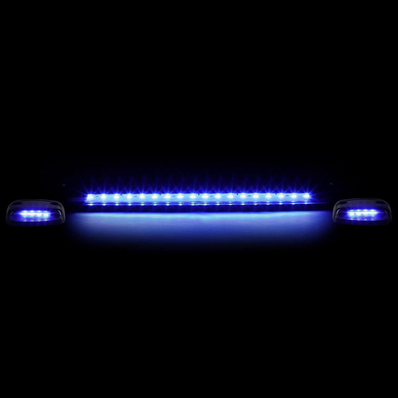 Alt view image 2 of 5 - DNA Motoring CBL-CSIL07-CH-B For 2007 to 2013 Chevy Silverado / GMC Sierra GMT900 LED Cab Roof Center Light + Pair Side Lamps (Chrome Housing Blue LED) 09 10 11 12