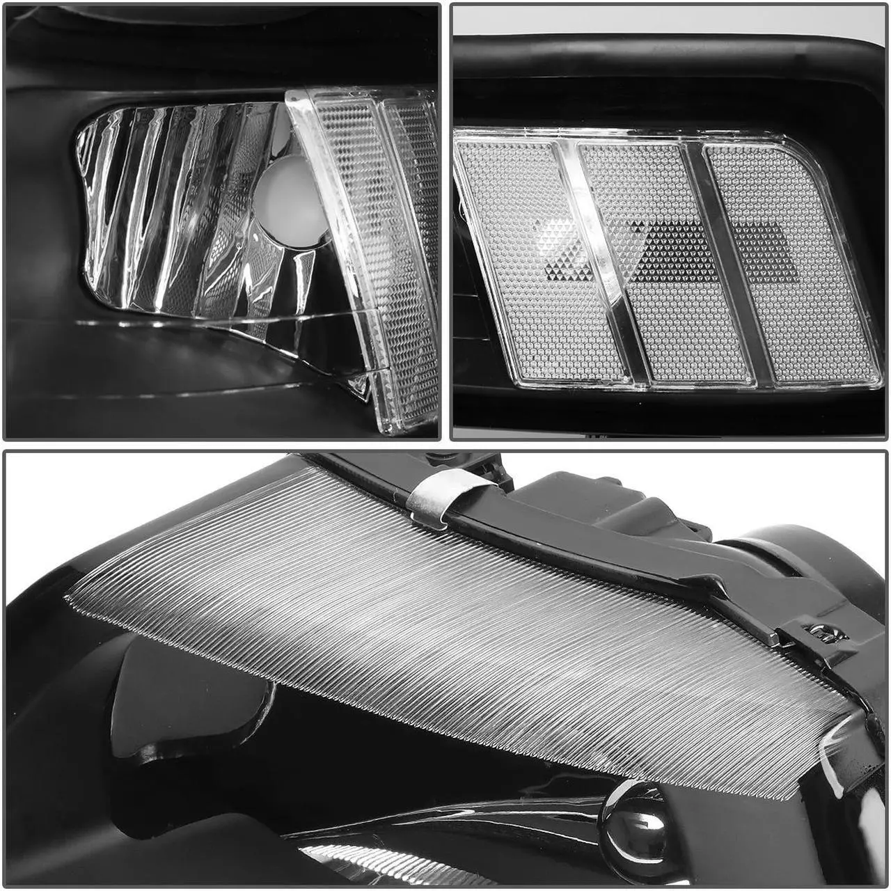 Alt view image 5 of 7 - DNA Motoring HL-LB-FM99-BK-CL1 For 1999 to 2004 Ford Mustang LED Daytime Running Light Bar Headlight Black Housing Clear Corner Headlamp 00 01 02 03 Left + Right