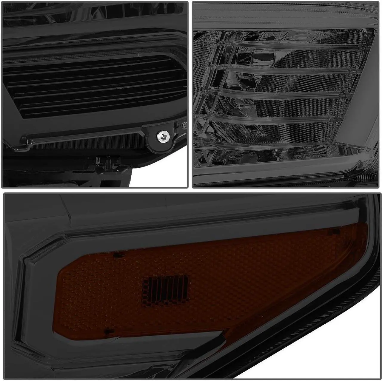 Alt view image 4 of 7 - DNA Motoring HL-OH-TTAM16-SM-AM For 2016 to 2020 Toyota Tacoma Pair Smoked Housing Amber Corner Projector Headlight / Headlamp Set 17