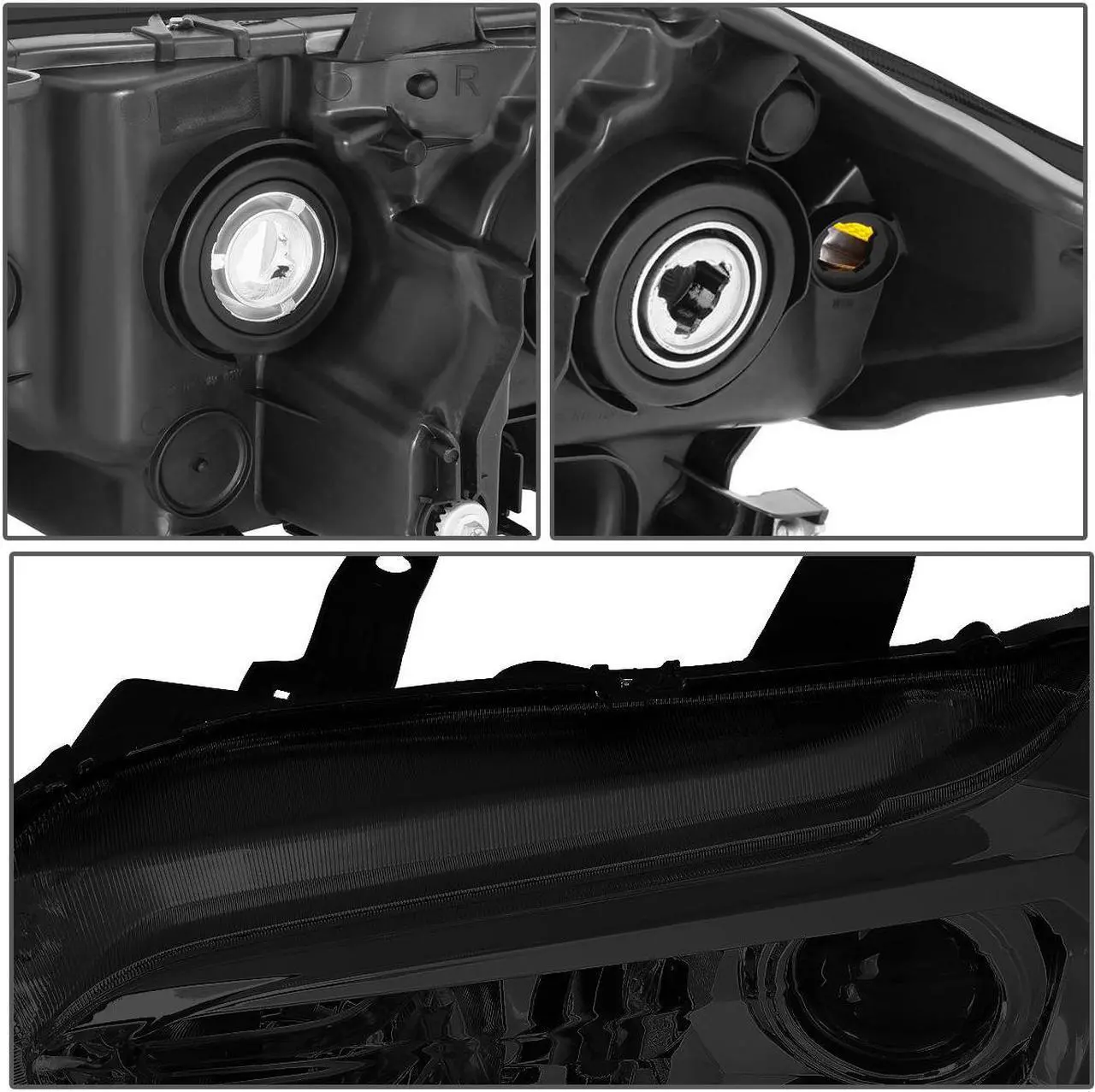 Alt view image 5 of 7 - DNA Motoring HL-OH-TTAM16-SM-AM For 2016 to 2020 Toyota Tacoma Pair Smoked Housing Amber Corner Projector Headlight / Headlamp Set 17