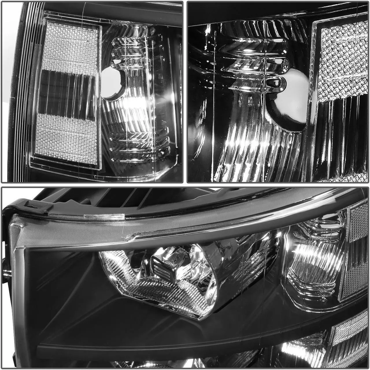Alt view image 4 of 7 - DNA Motoring HL-OH-CSIL07-BK-CL1 For 2007 to 2013 Chevy Silverado 1500 2500HD 3500HD Headlight Black Housing Clear Corner Headlamp 08 09 10 11 12 Left + Right