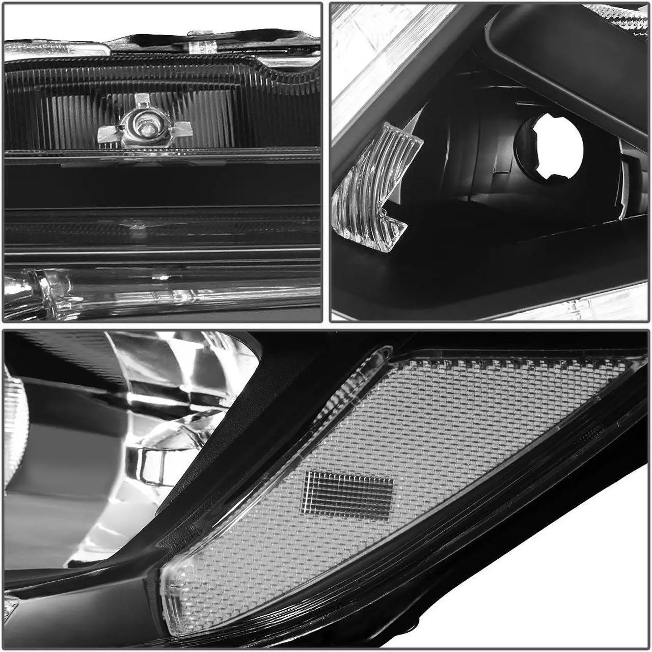 Alt view image 4 of 7 - DNA Motoring HL-OH-NROG14-BK-CL1 For 2014 to 2016 Nissan Rogue Pair Black Housing Clear Side LED DRL Strip Front Driving HeadLight Headlamp 15