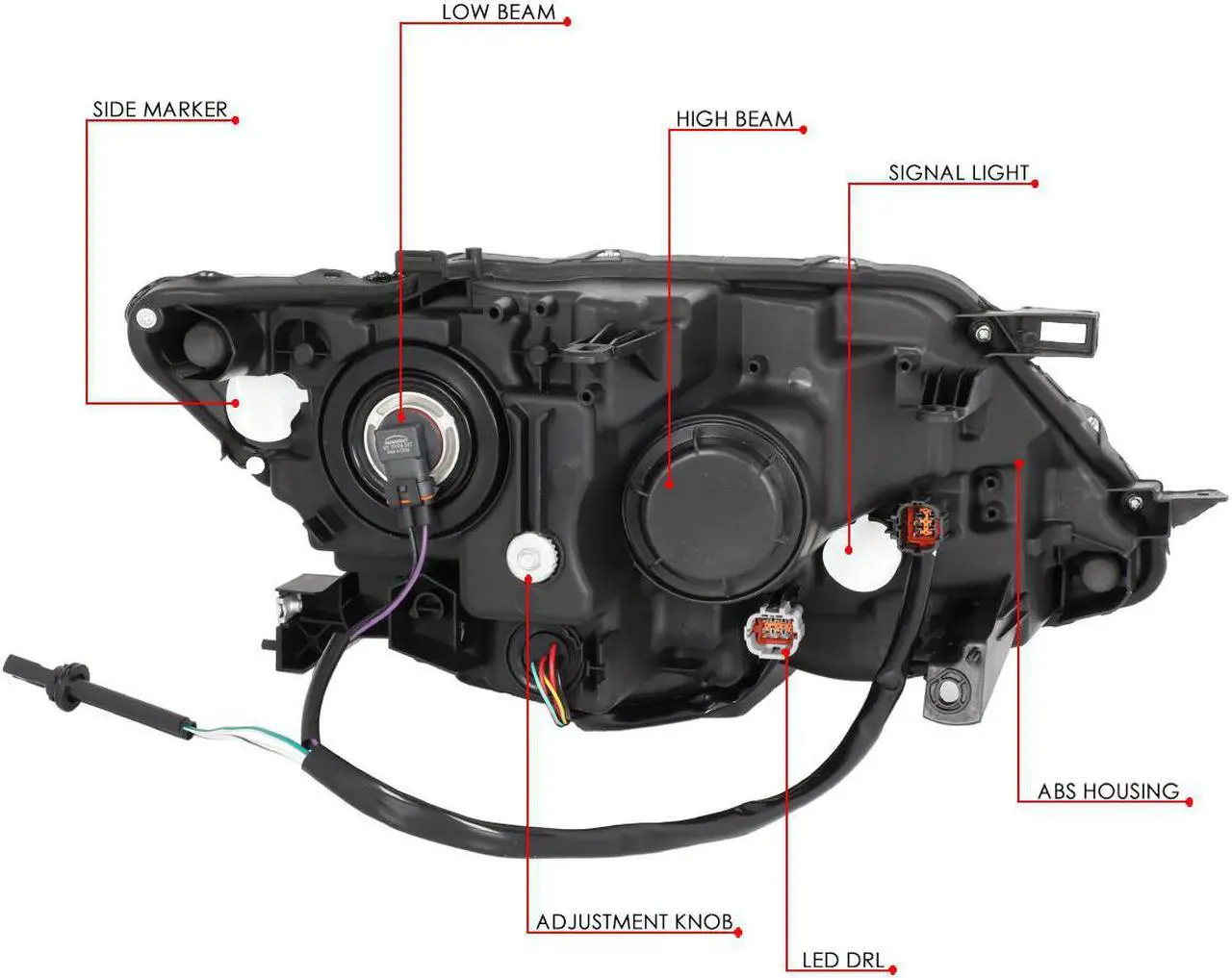 Alt view image 6 of 7 - DNA Motoring HL-OH-NROG14-BK-CL1 For 2014 to 2016 Nissan Rogue Pair Black Housing Clear Side LED DRL Strip Front Driving HeadLight Headlamp 15