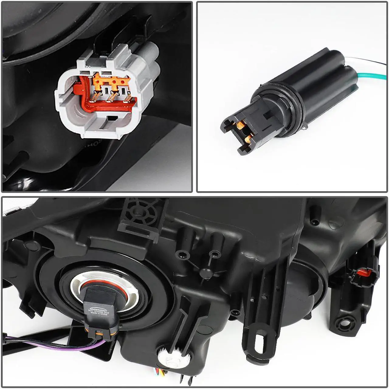 Alt view image 5 of 7 - DNA Motoring HL-OH-NROG14-BK-CL1 For 2014 to 2016 Nissan Rogue Pair Black Housing Clear Side LED DRL Strip Front Driving HeadLight Headlamp 15