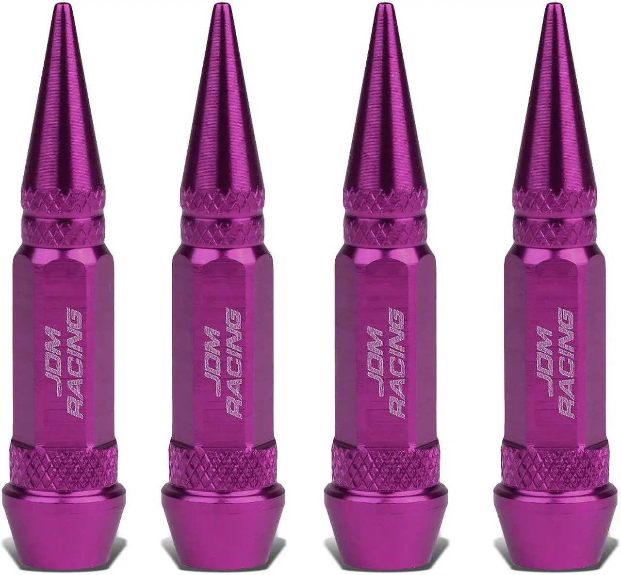 Main image of DNA Motoring VCAP-ZTL-9006-PP 60mm Anodized Aluminum Spike Style Purple Tire Valve Stem Caps (Pack of 4)