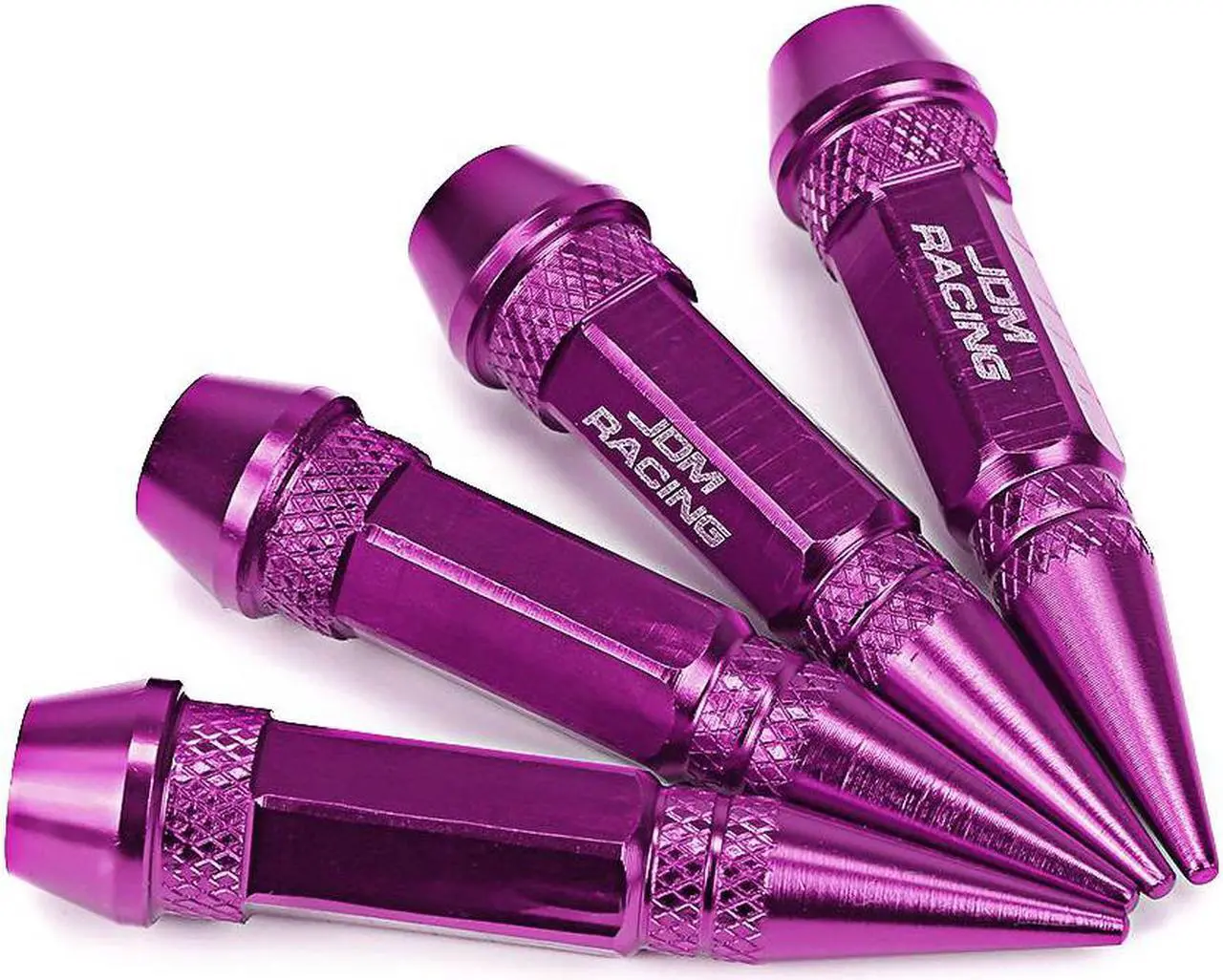 Alt view image 5 of 5 - DNA Motoring VCAP-ZTL-9006-PP 60mm Anodized Aluminum Spike Style Purple Tire Valve Stem Caps (Pack of 4)