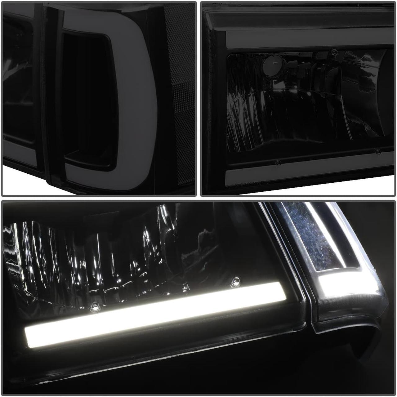 Alt view image 4 of 7 - DNA Motoring HL-LB-F15087-BK-SM-CL1 For 1987 to 1991 Ford F150 F250 F350 Bronco Smoked Housing Clear Corner LED DRL Headlight Headlamps 88 89 90