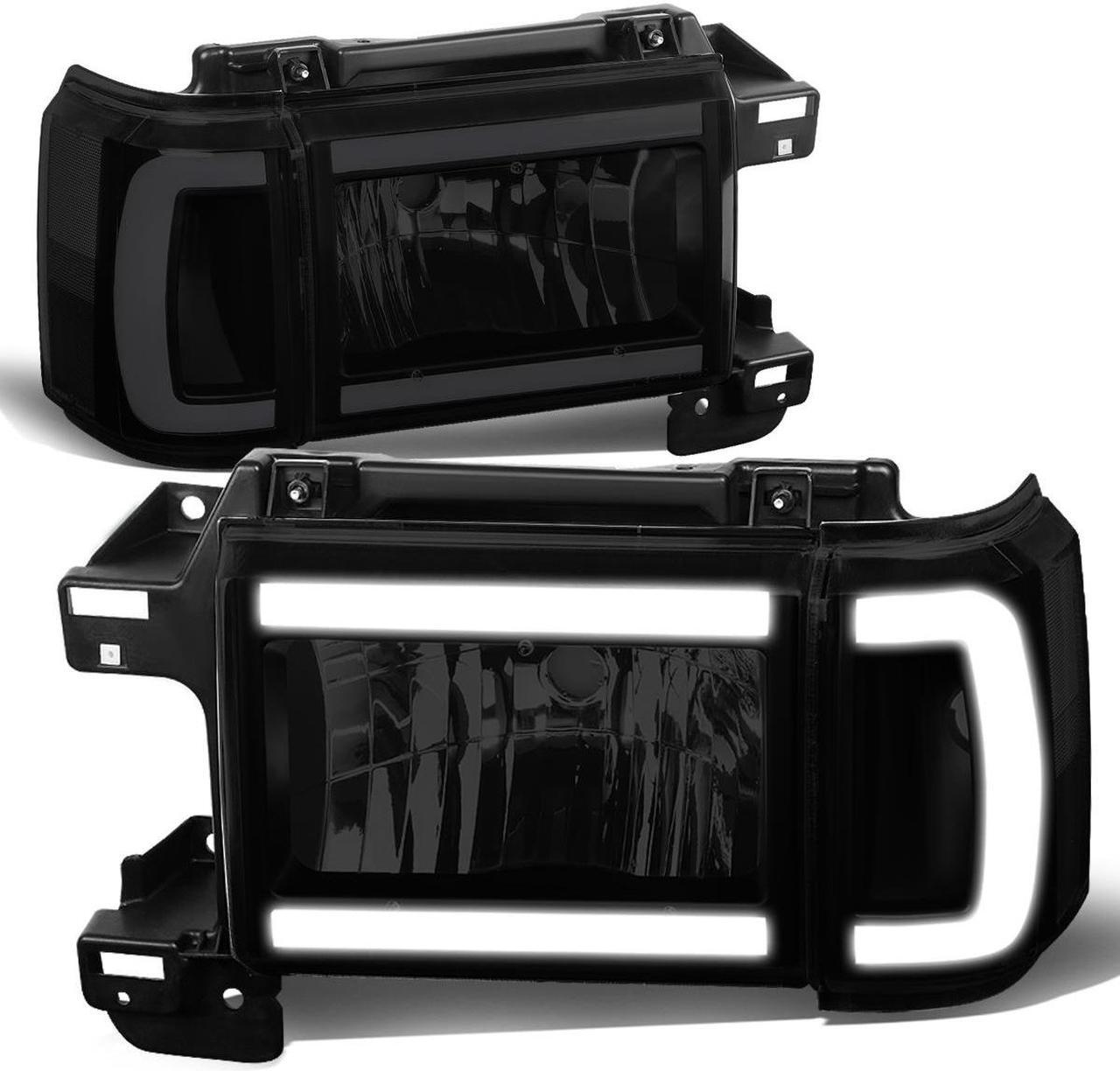 Main image of DNA Motoring HL-LB-F15087-BK-SM-CL1 For 1987 to 1991 Ford F150 F250 F350 Bronco Smoked Housing Clear Corner LED DRL Headlight Headlamps 88 89 90
