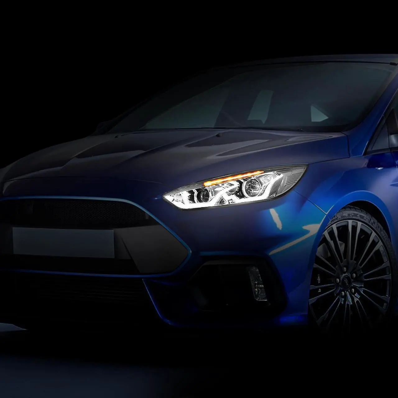 Alt view image 7 of 7 - DNA Motoring HL-HPL-LED-FF16-CH-AM For 2015 to 2018 Focus Dual HALO LED DRL Light Bar+Turn Signal Projector Headlight Chrome Housing Amber Corner Headlamp 16