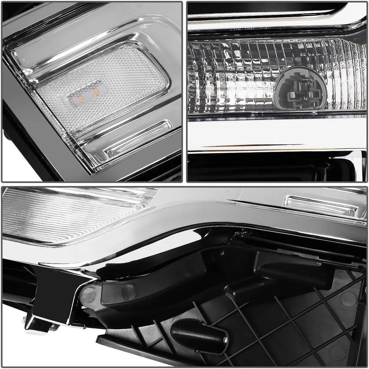 Alt view image 4 of 7 - DNA Motoring HL-FFLEX13-CH For 2013 to 2019 Ford Flex Pair Factory Style Chrome Housing Headlight Headlamps 14 15 16 17 18