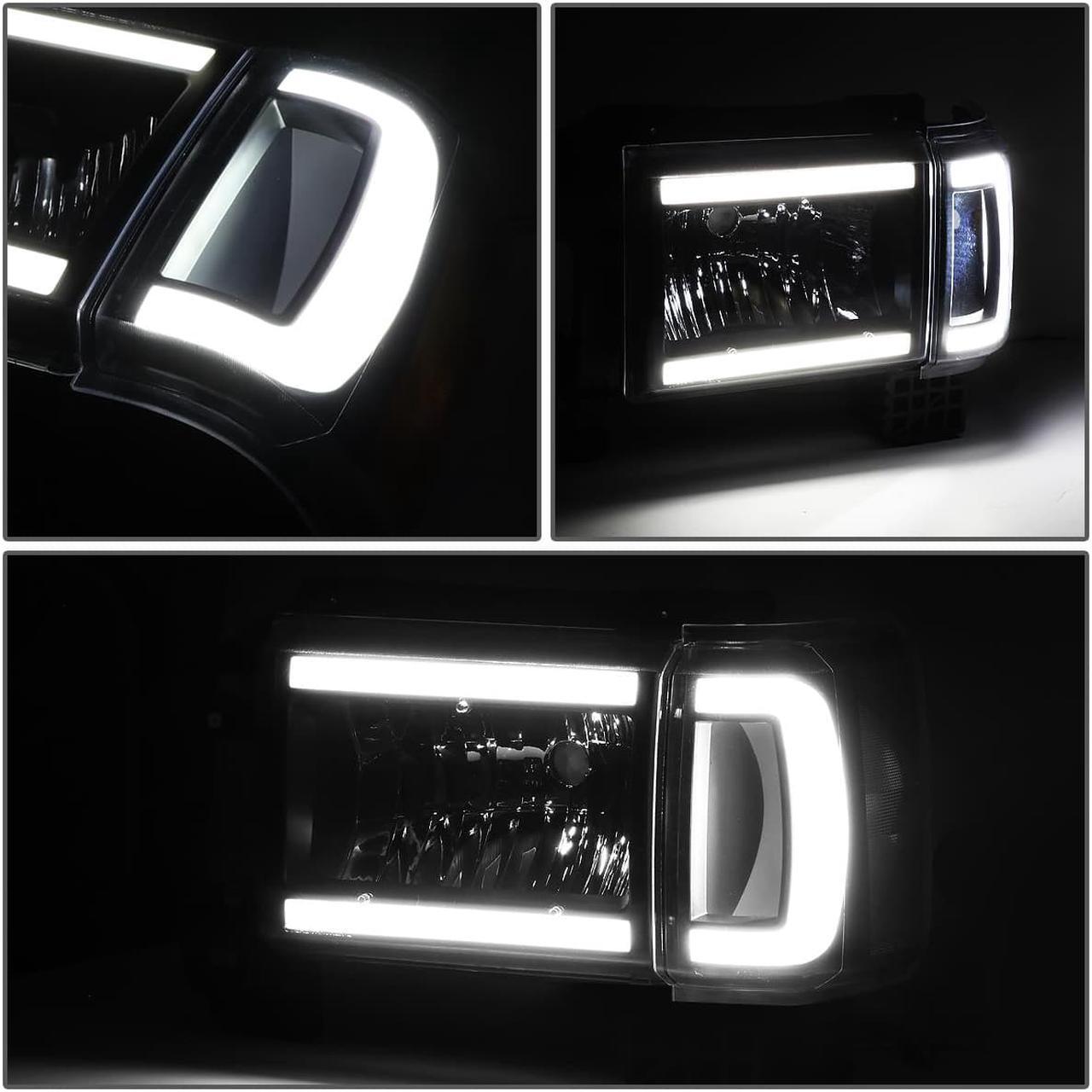Alt view image 3 of 7 - DNA Motoring HL-LB-F15087-BK-SM-CL1 For 1987 to 1991 Ford F150 F250 F350 Bronco Smoked Housing Clear Corner LED DRL Headlight Headlamps 88 89 90